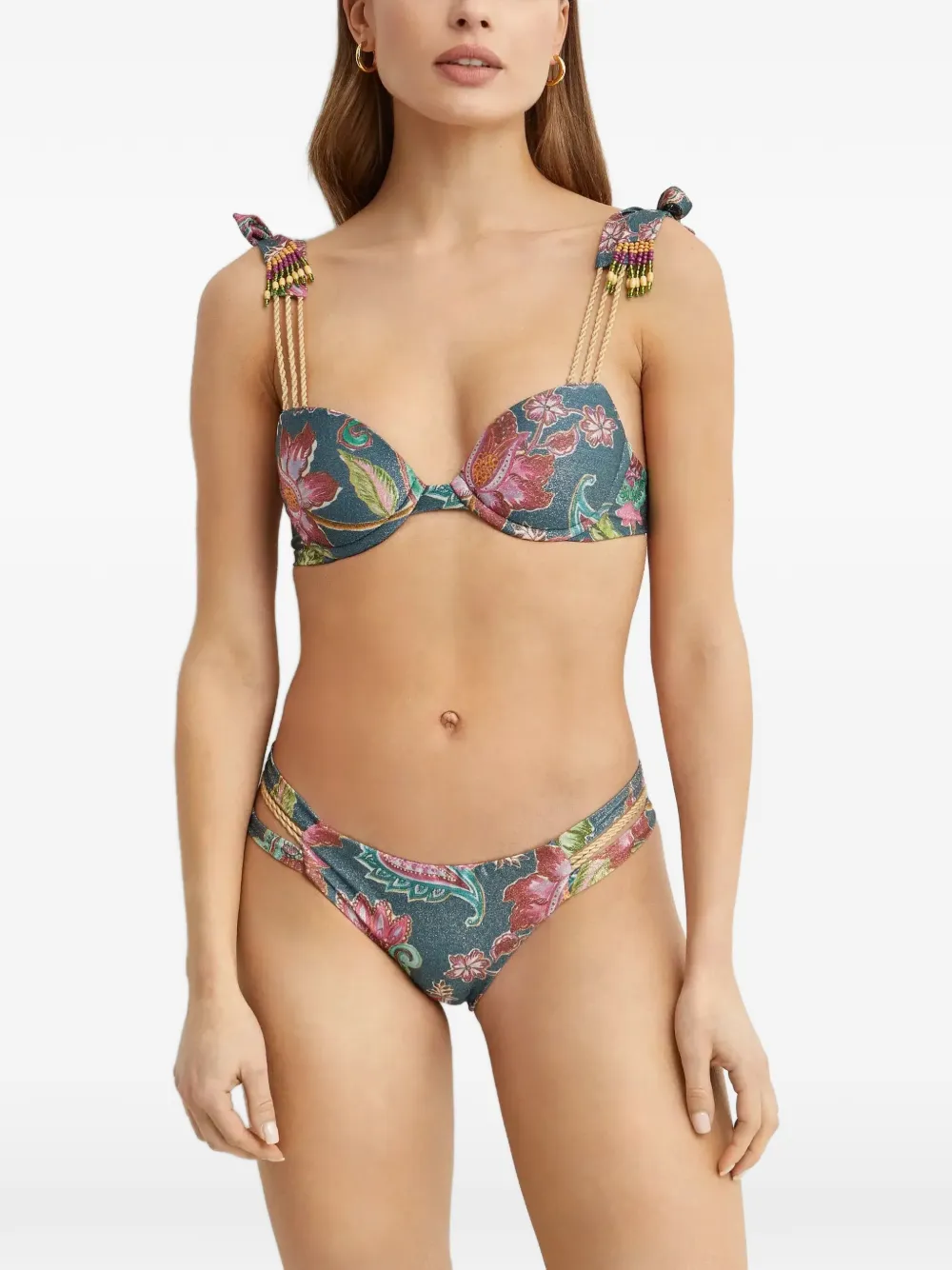 Del Maar Ceiri floral-print bikini top - Verde