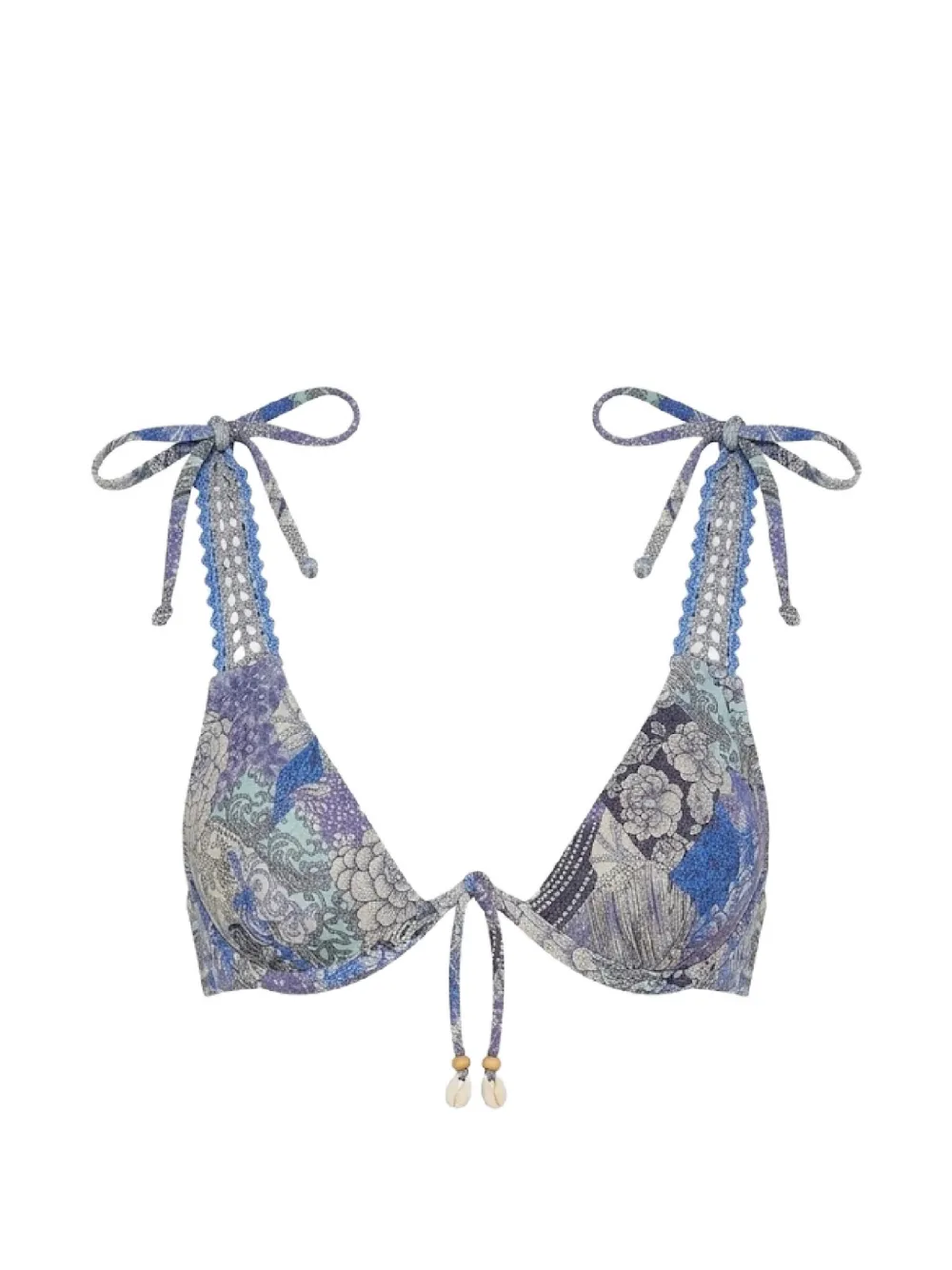 Del Maar Top bikini Nahua a fiori - Blu