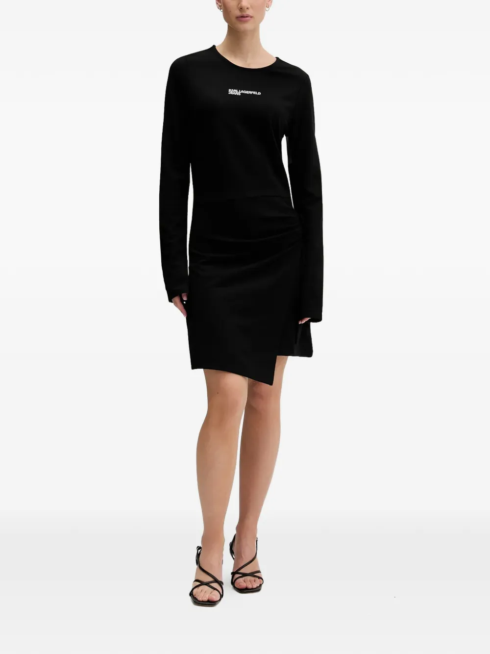Karl Lagerfeld Jeans long-sleeve draped mini dress - Nero