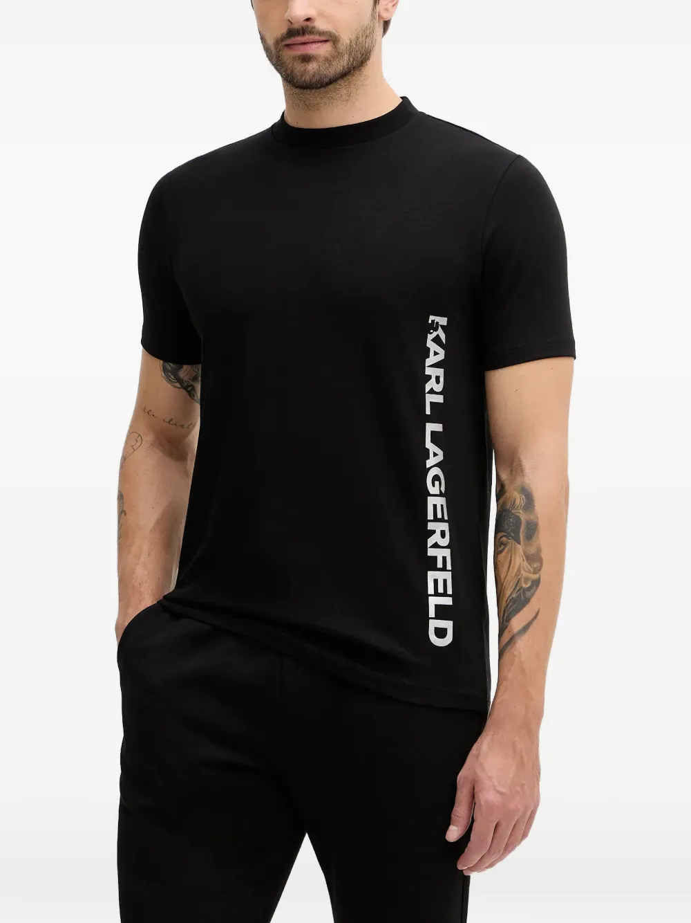 Karl Lagerfeld crew-neck logo-detail T-shirt - Nero