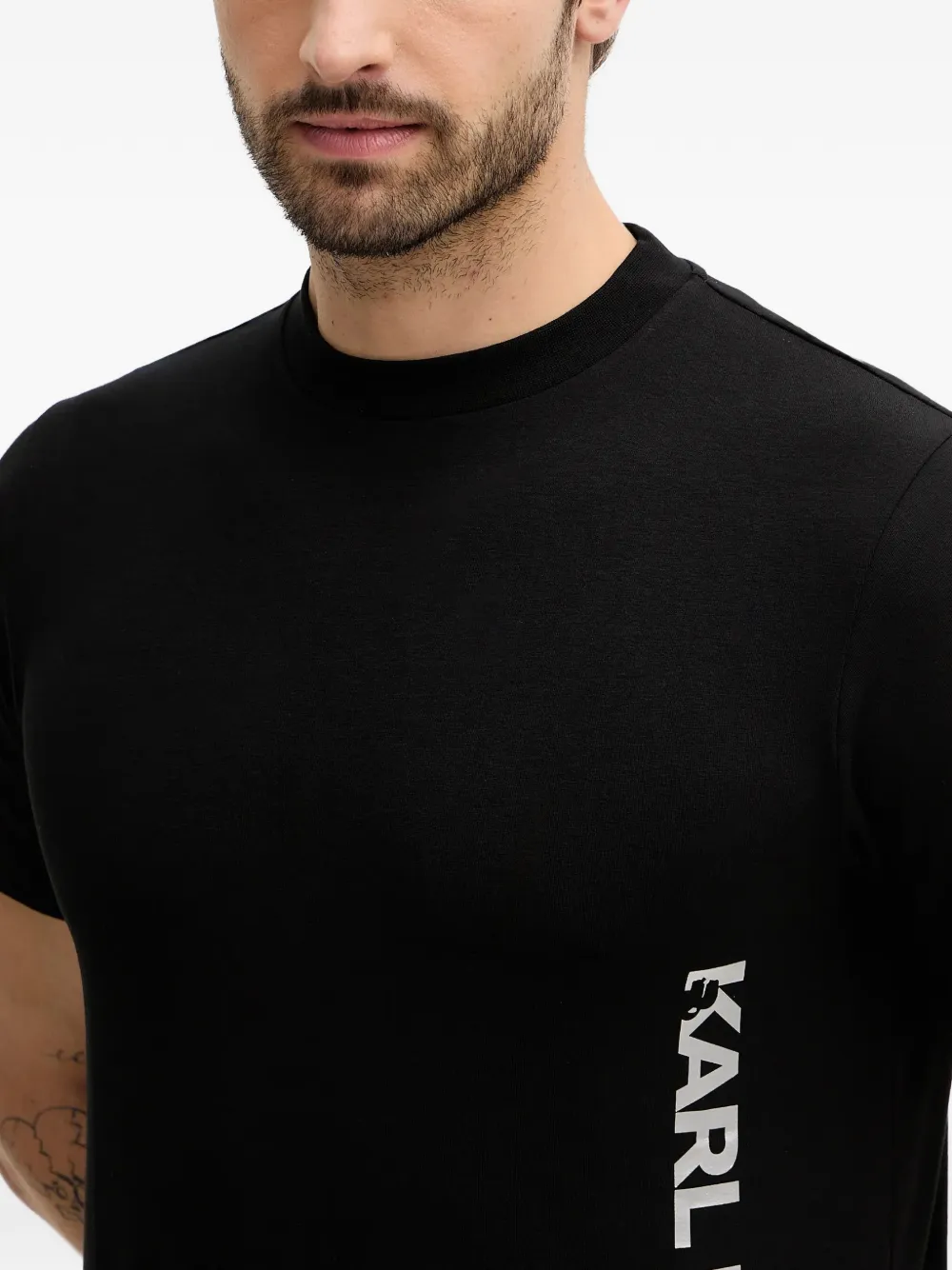Karl Lagerfeld T-shirt met ronde hals en logodetail Zwart