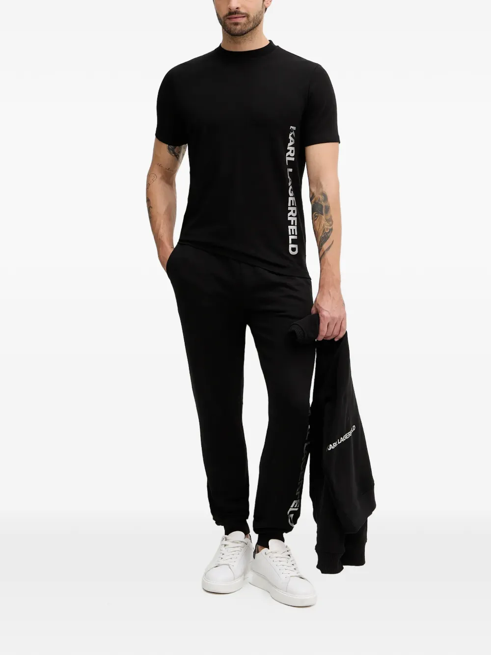 Karl Lagerfeld T-shirt met ronde hals en logodetail Zwart