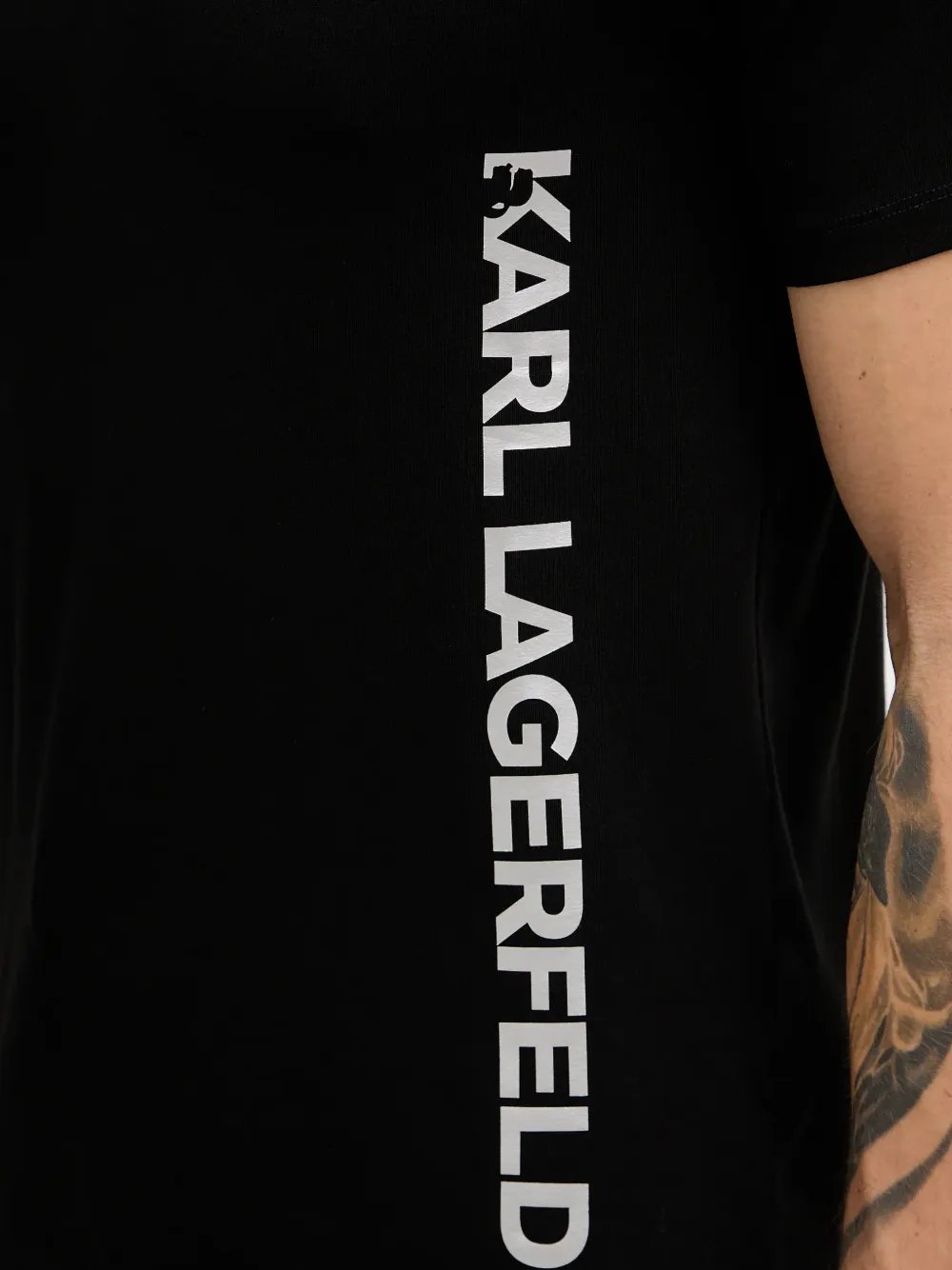 Karl Lagerfeld T-shirt met ronde hals en logodetail Zwart