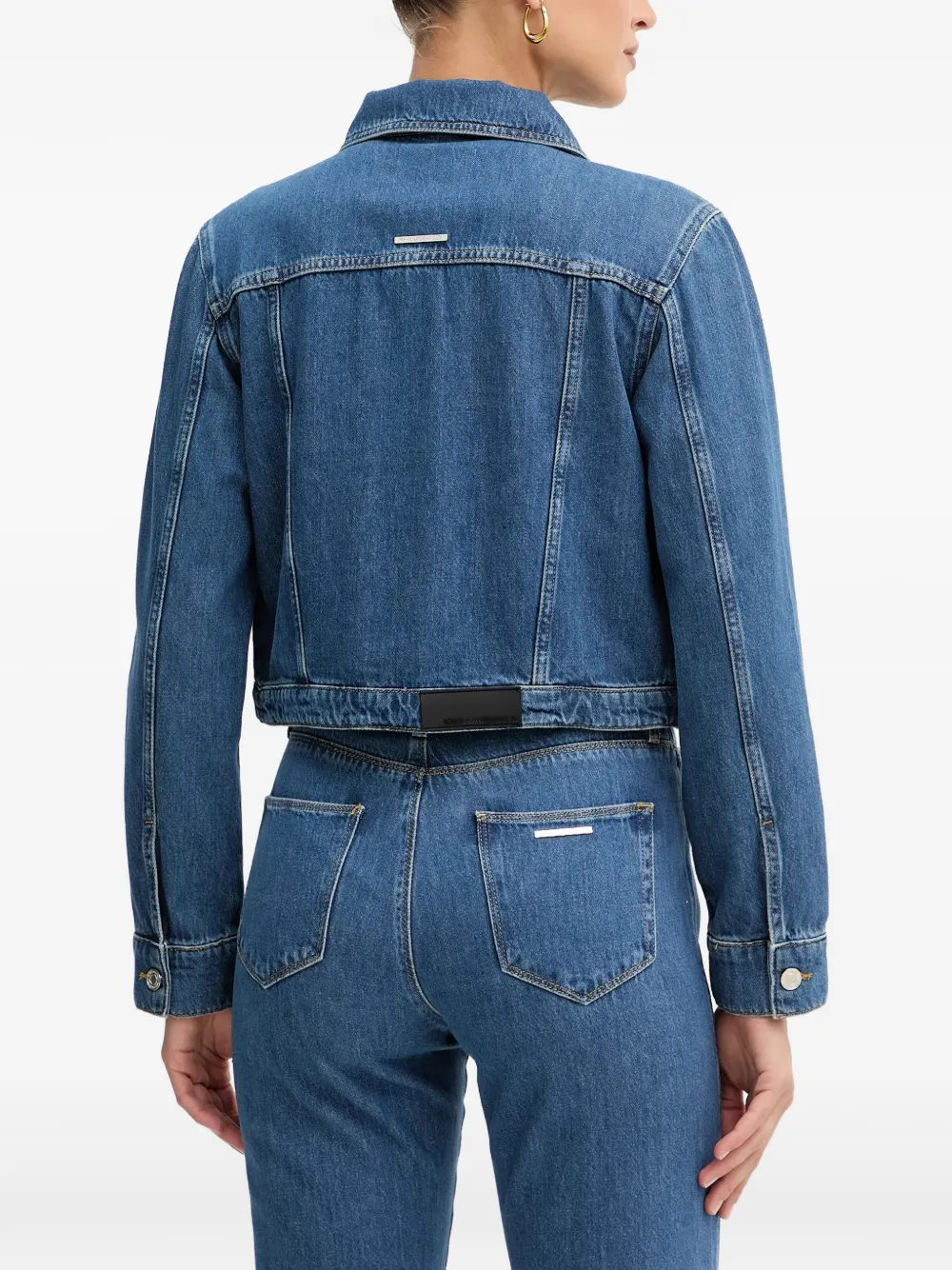 Karl Lagerfeld Cropped jack met knoop Blauw