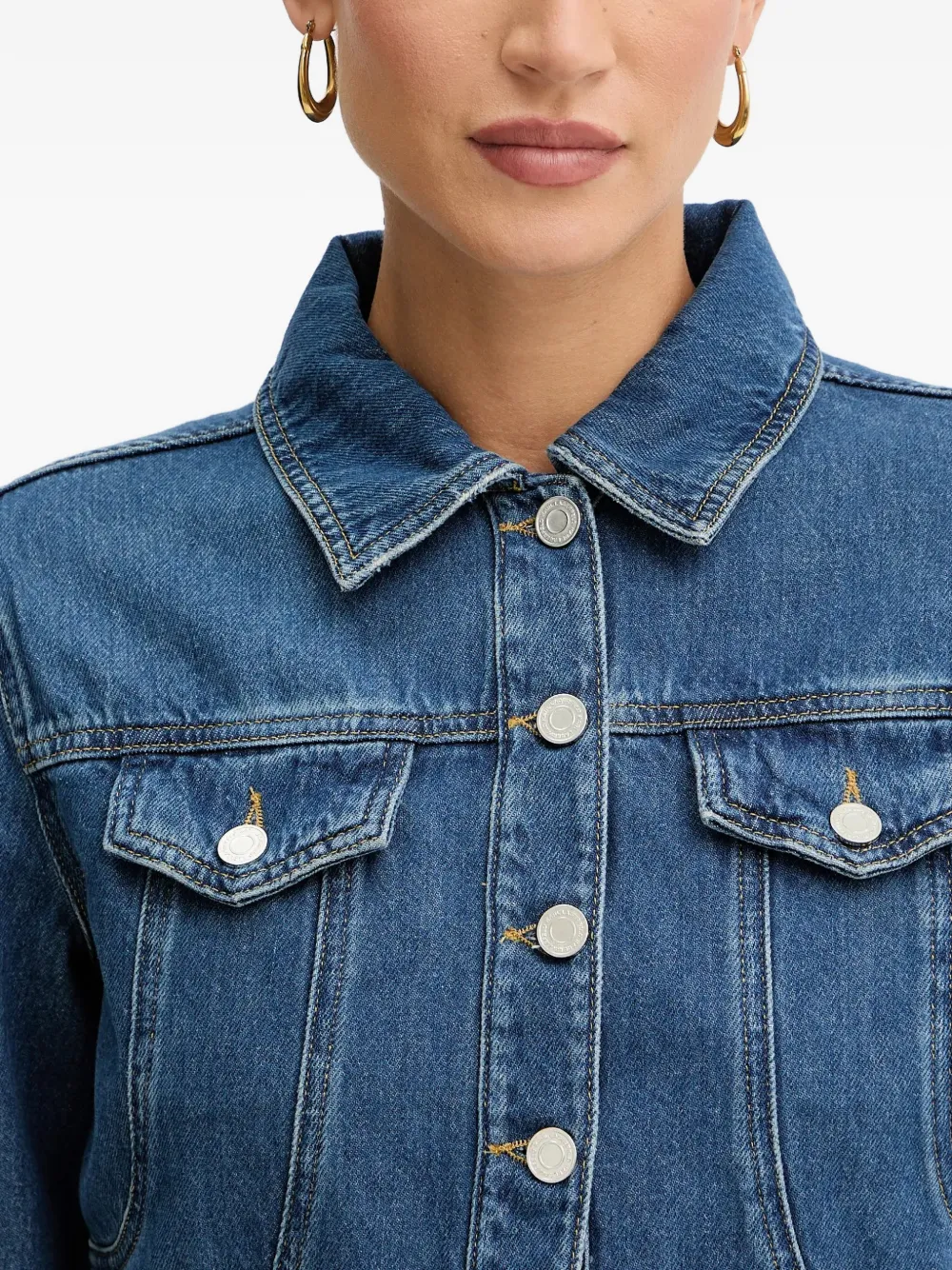 Karl Lagerfeld Cropped jack met knoop Blauw