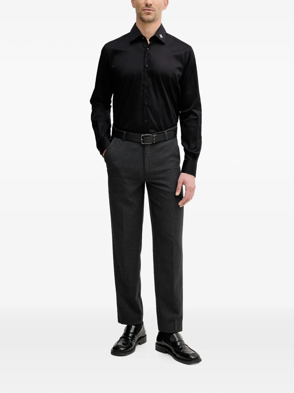 Karl Lagerfeld embroidered-logo shirt - Zwart