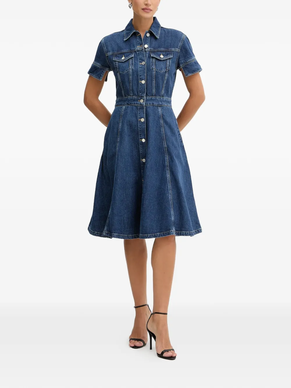 Karl Lagerfeld buttoned denim mini dress - Blu