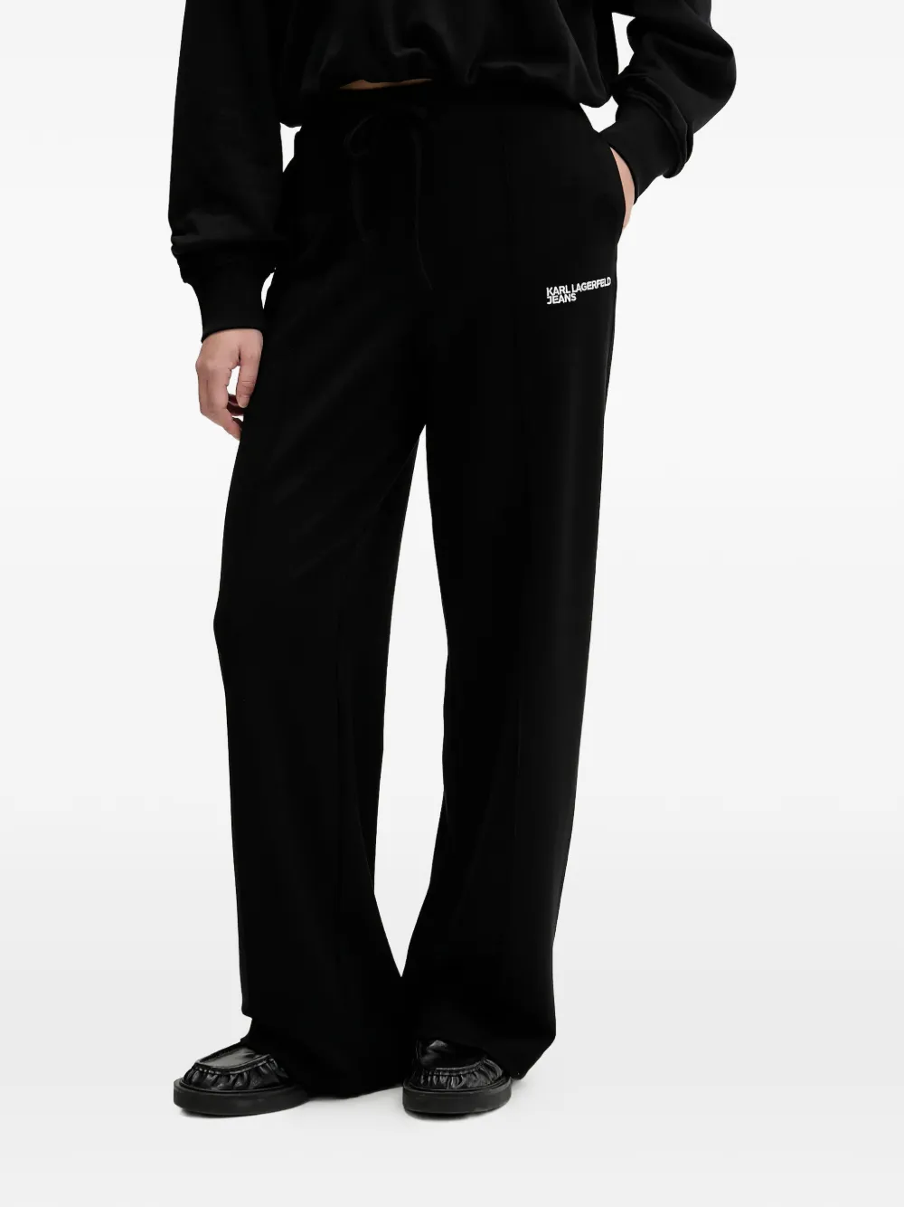 Karl Lagerfeld Jeans elasticated-waistband logo-embroidery track pants - Nero