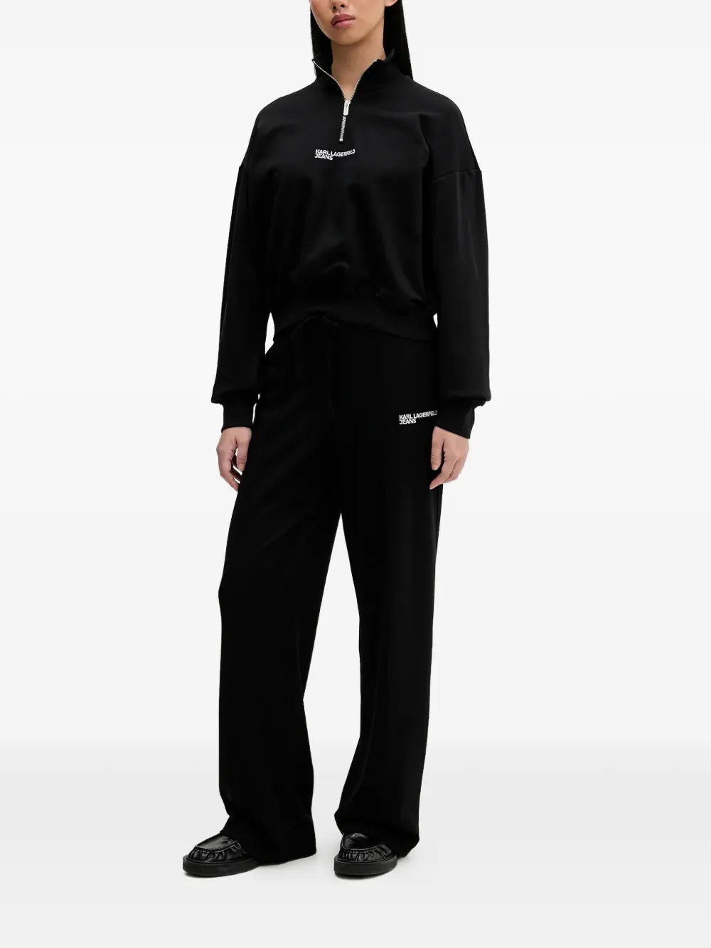  Karl Lagerfeld Jeans Elasticated-waistband Logo-embroidery Track Pants - Black 