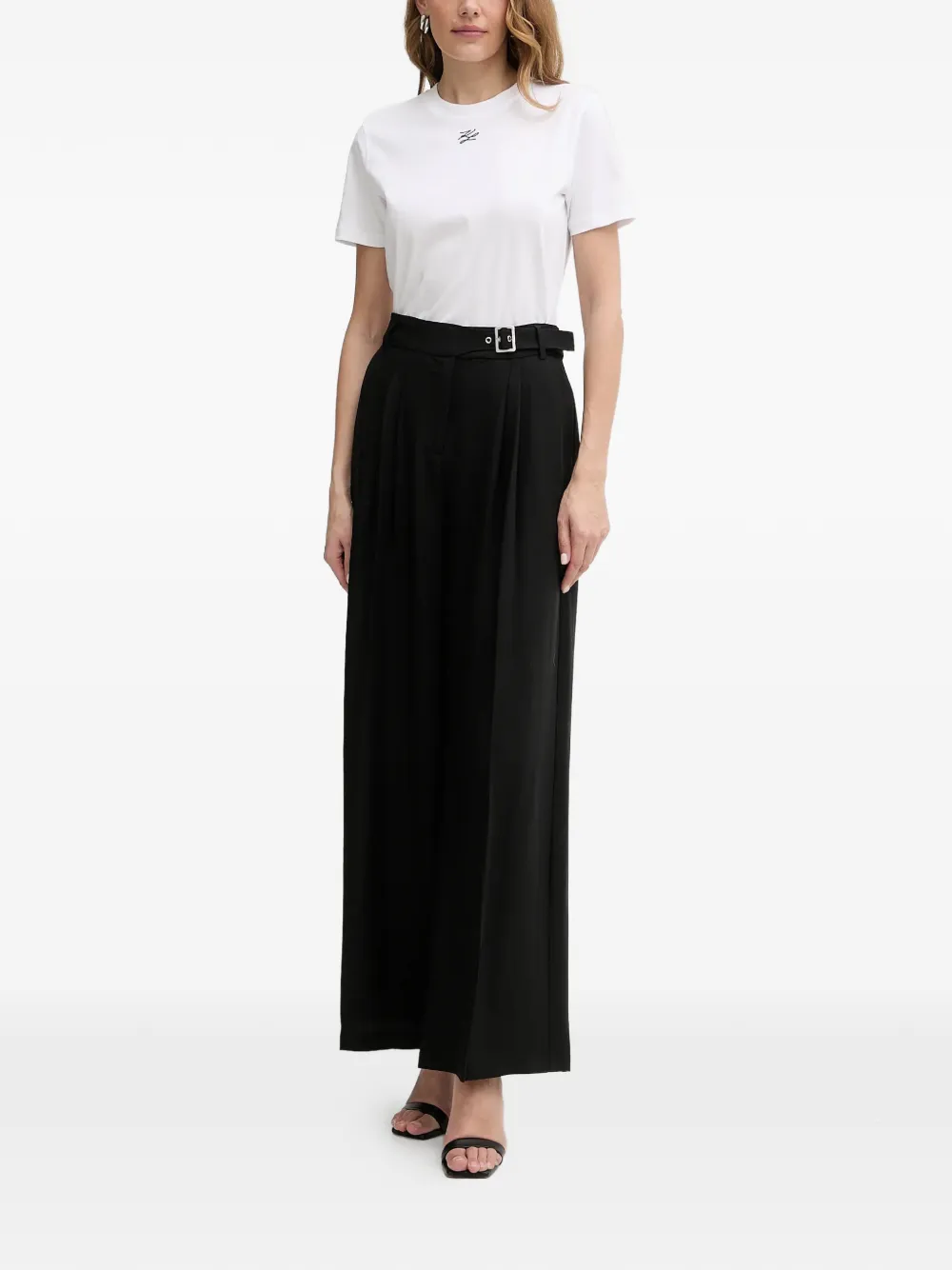 Karl Lagerfeld belted pleated trousers - Zwart