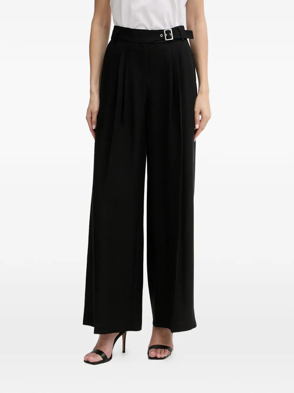 Karl Lagerfeld belted pleated trousers - Nero