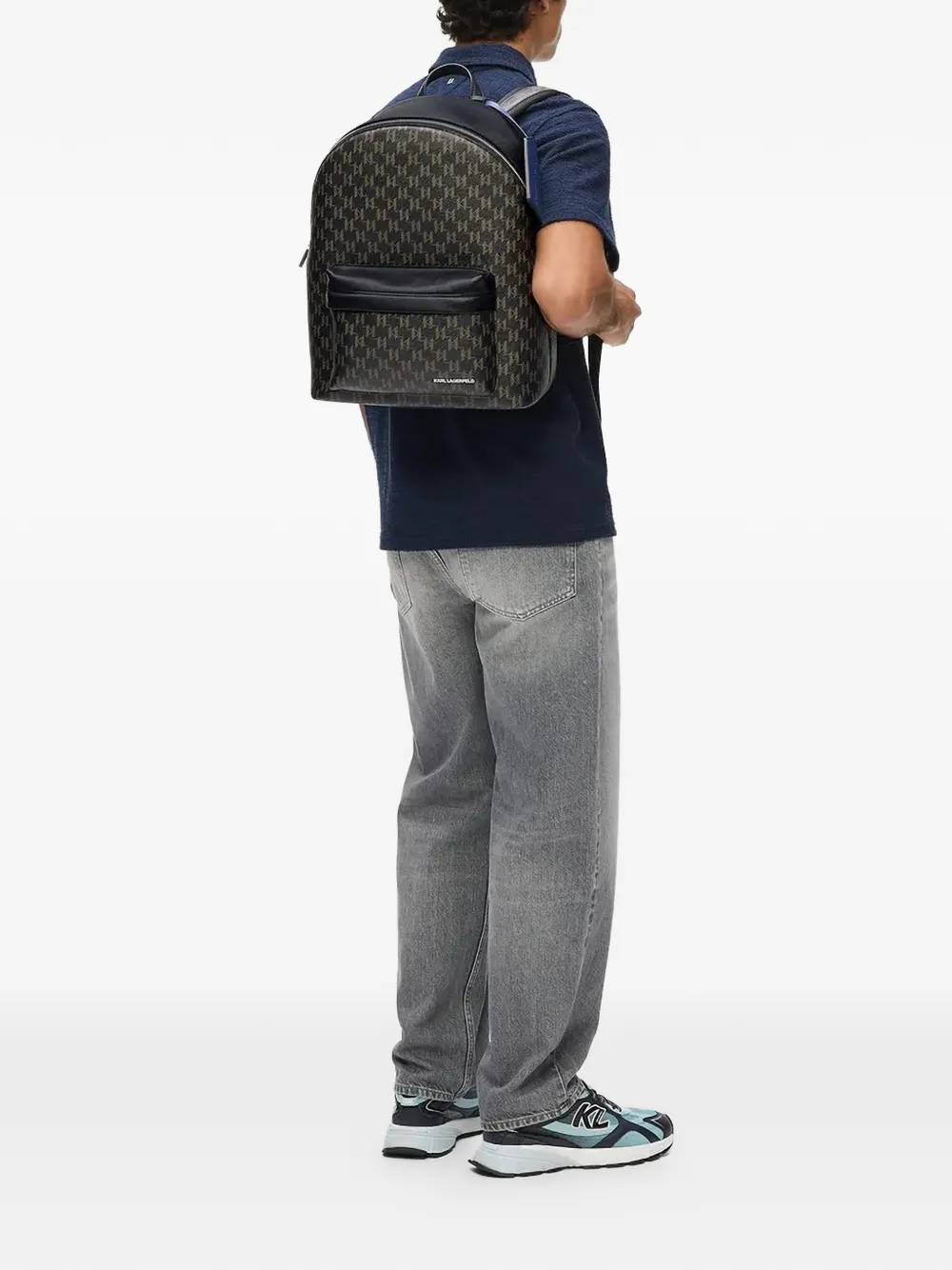  Karl Lagerfeld Monogram Pocket Backpack - Black 
