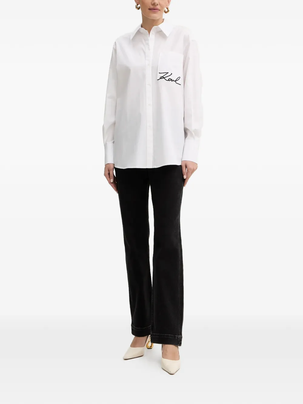 Karl Lagerfeld pocket-embroidery shirt - Wit