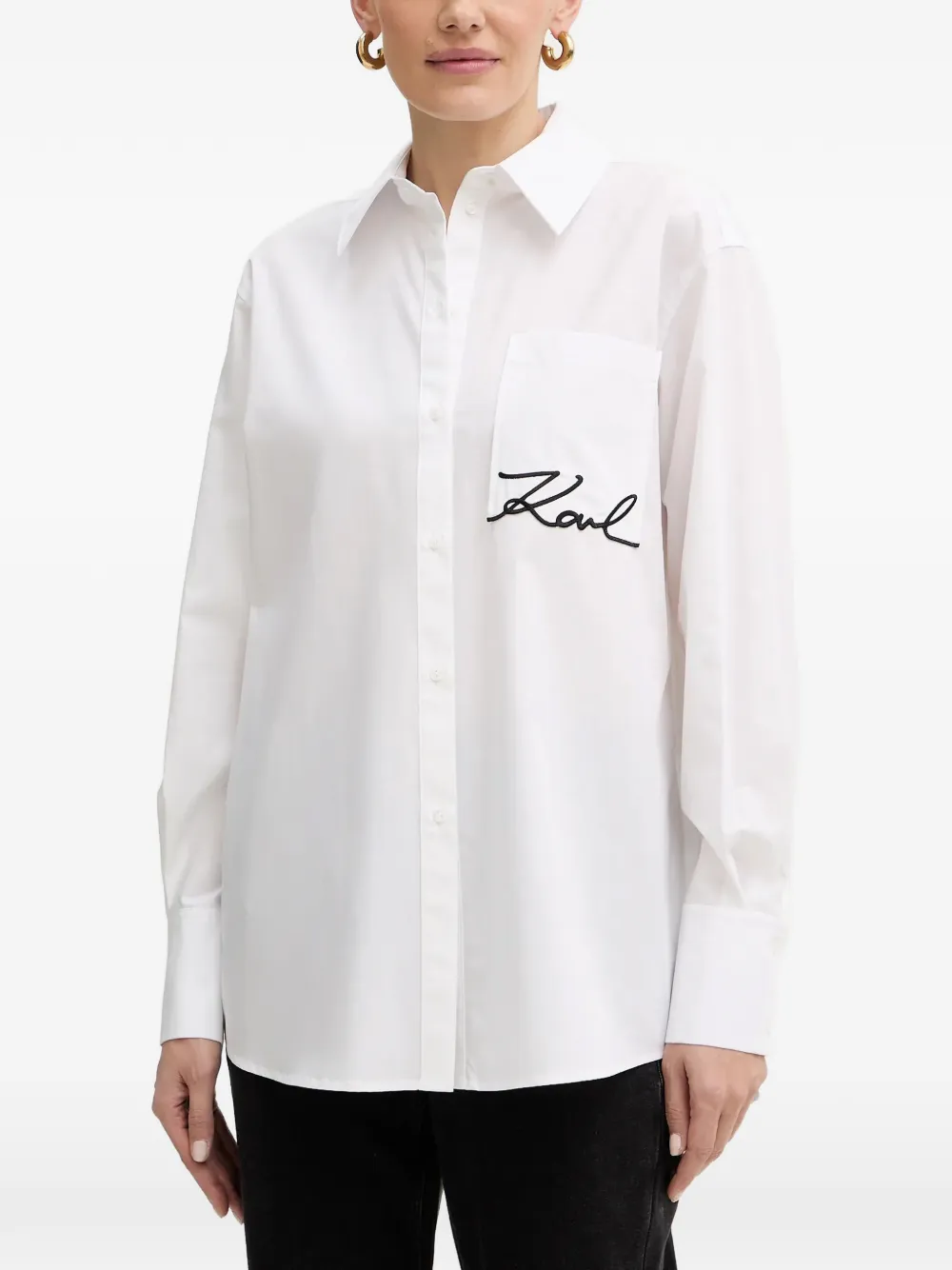 Karl Lagerfeld pocket-embroidery shirt - Bianco