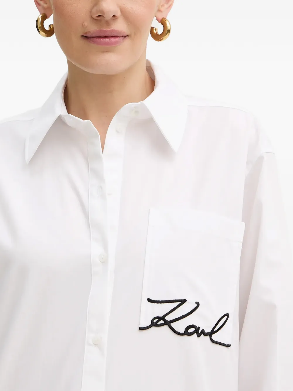Karl Lagerfeld Blouse met geborduurde zak Wit