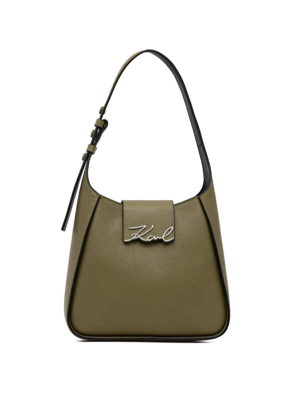 Karl Lagerfeld logo-lettering leather shoulder bag - Verde