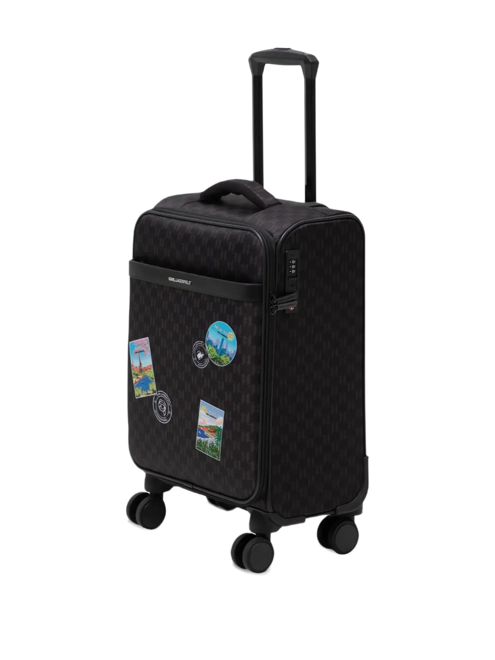  Karl Lagerfeld Ikon Monogram Suitcase - Brown 