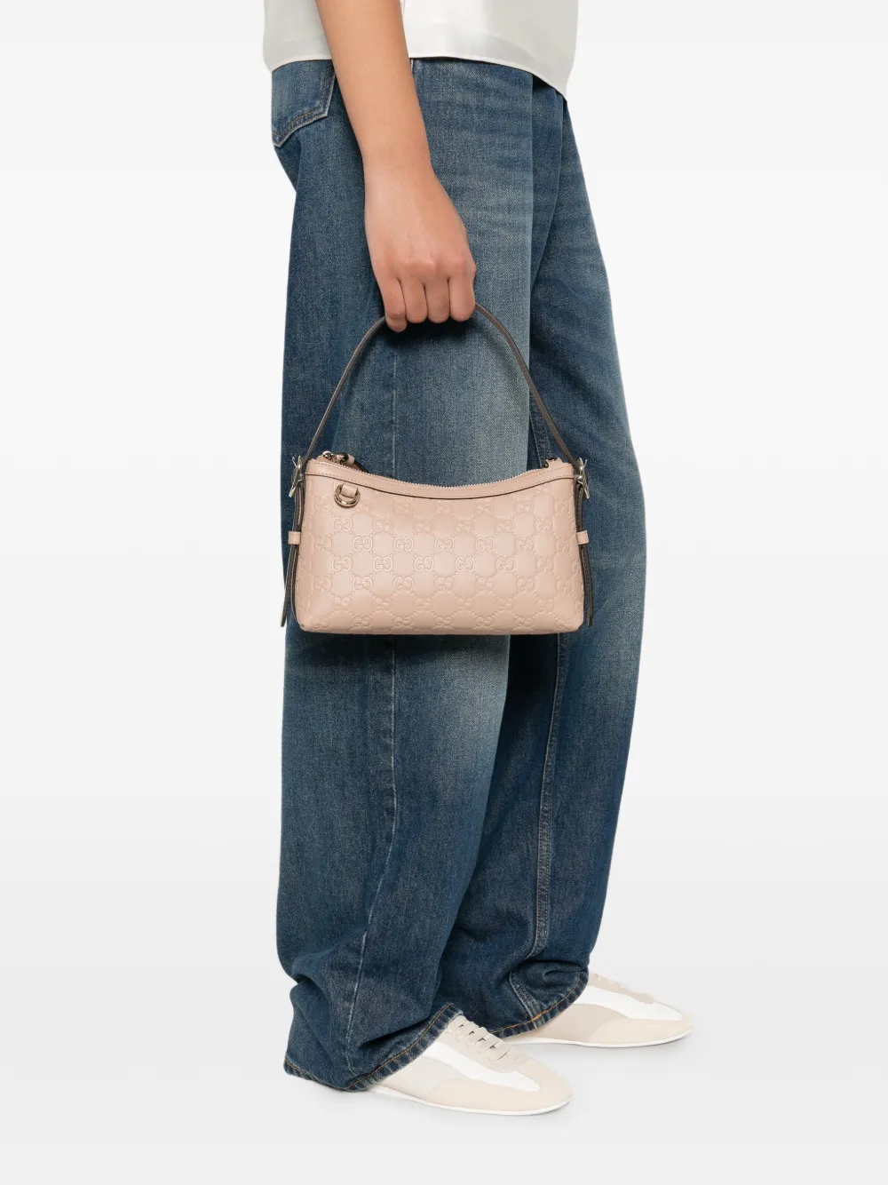 Gucci Kleine schoudertas met GG-reli&euml;f en rits - Roze