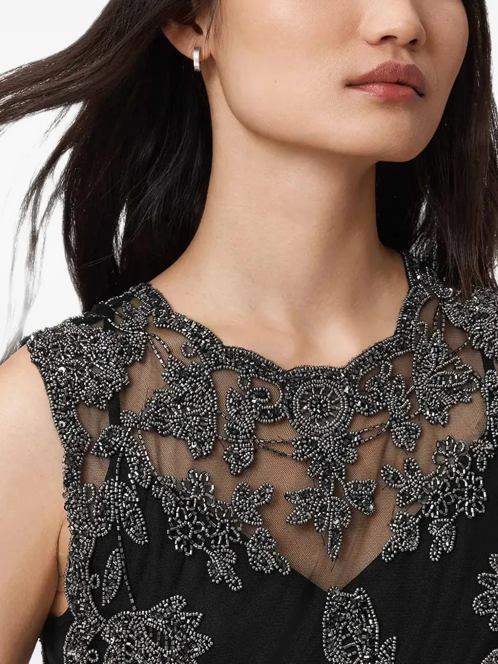 AllSaints Inaya mini-jurk met bloemendetail Zwart