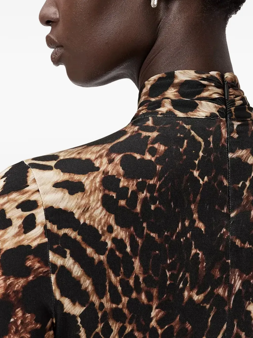 AllSaints Mina midi-jurk met luipaardprint en A-lijn Bruin