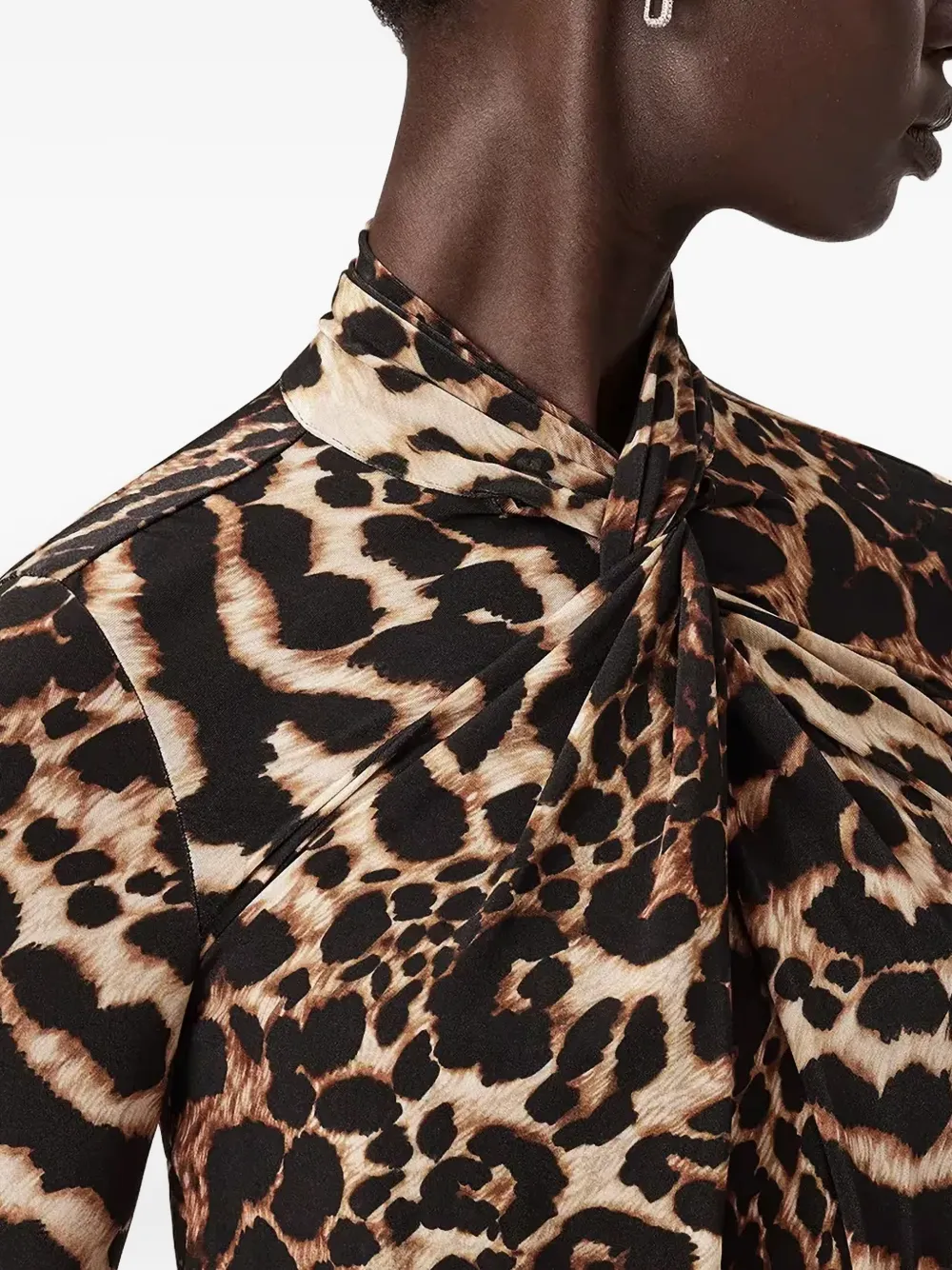 AllSaints Mina midi-jurk met luipaardprint en A-lijn Bruin