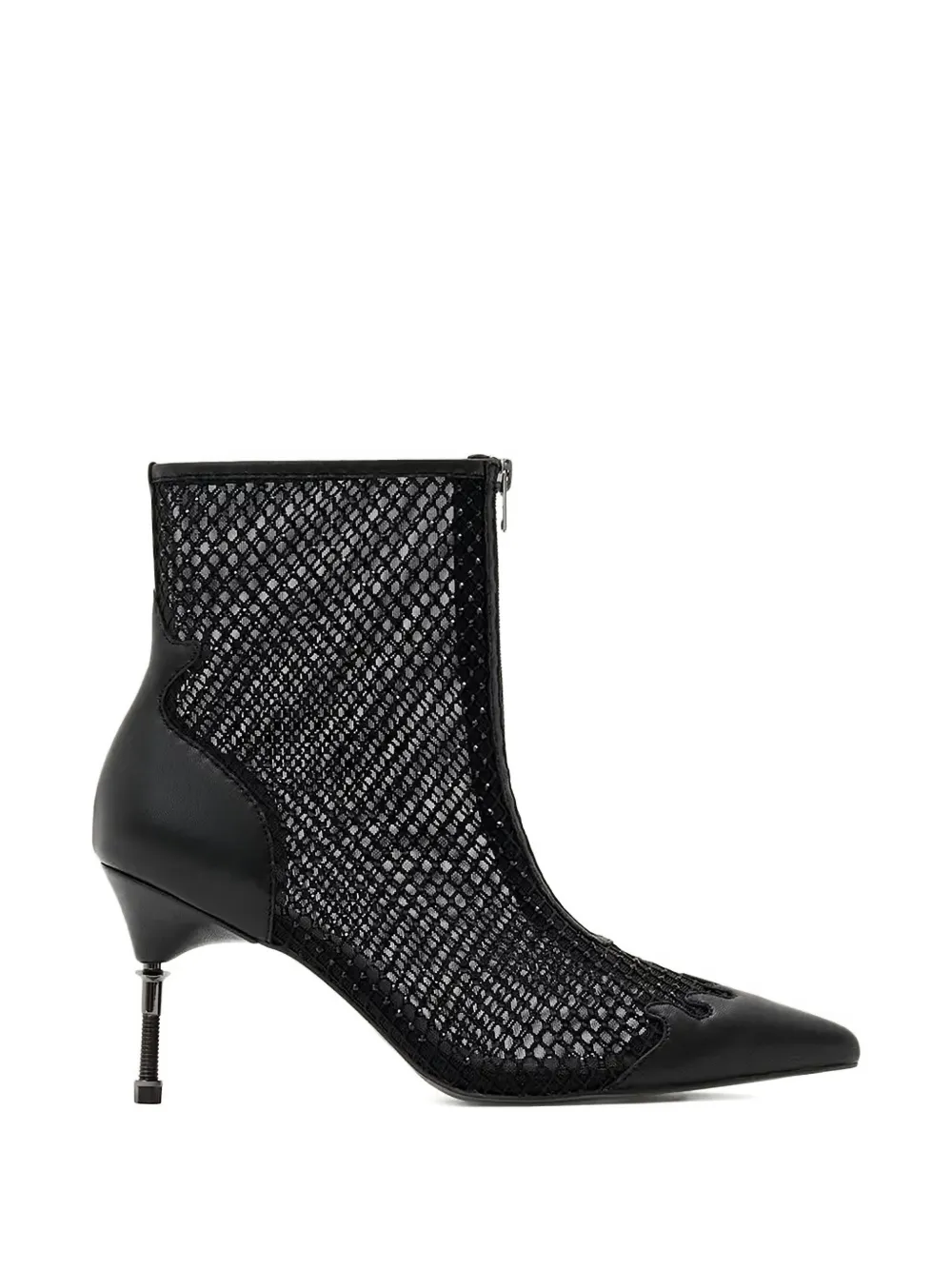 AllSaints Natasha mesh high-heel ankle boots Zwart