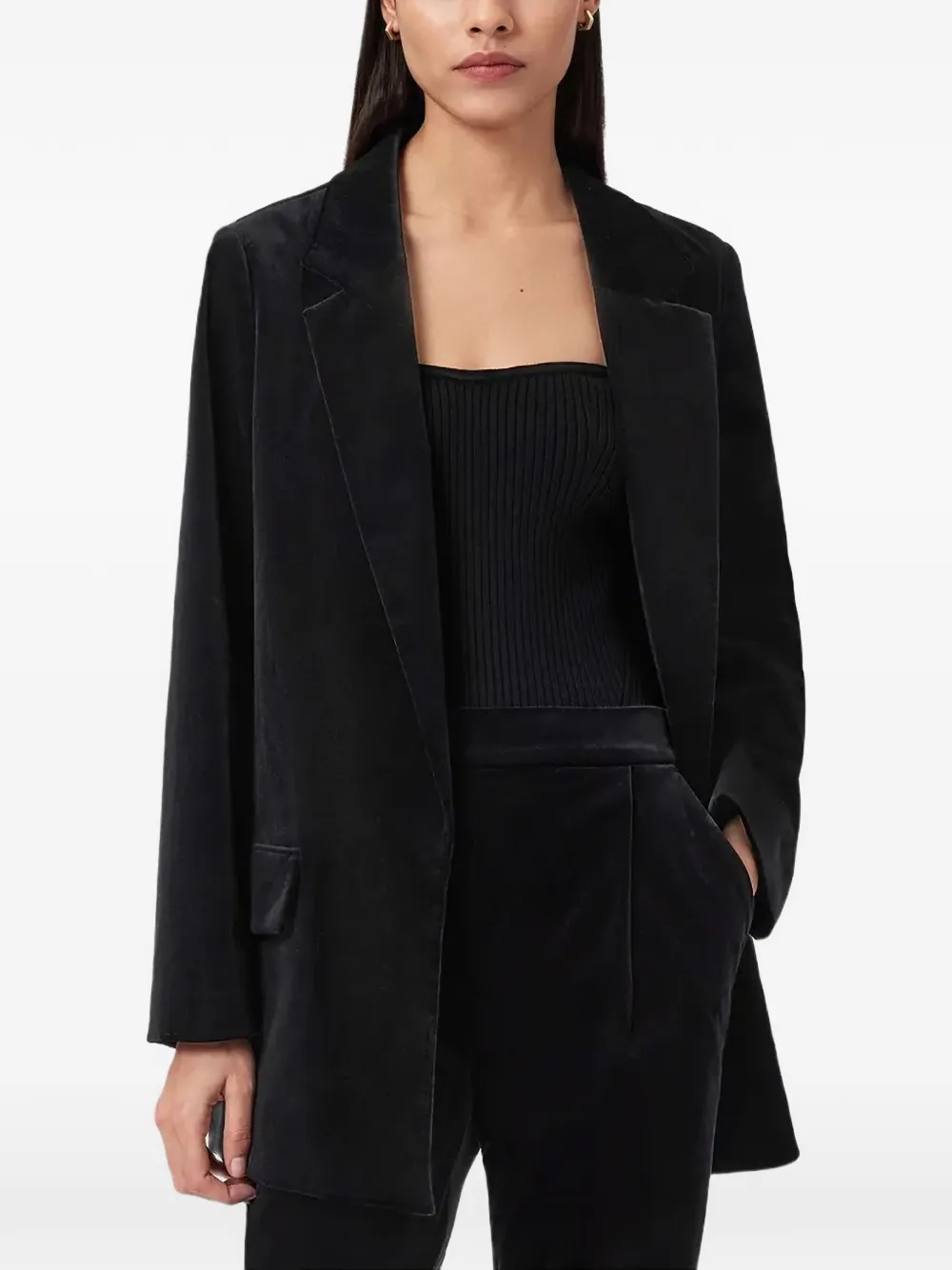 Allsaints Aleida Lapel-collar Blazer In Black
