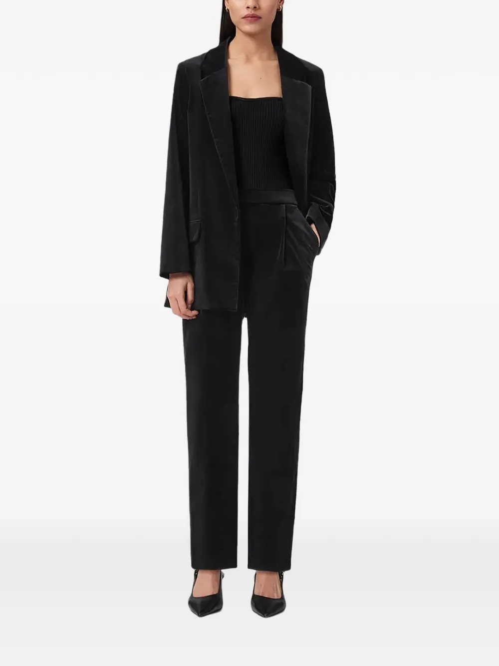 Allsaints Aleida Lapel-collar Blazer In Black