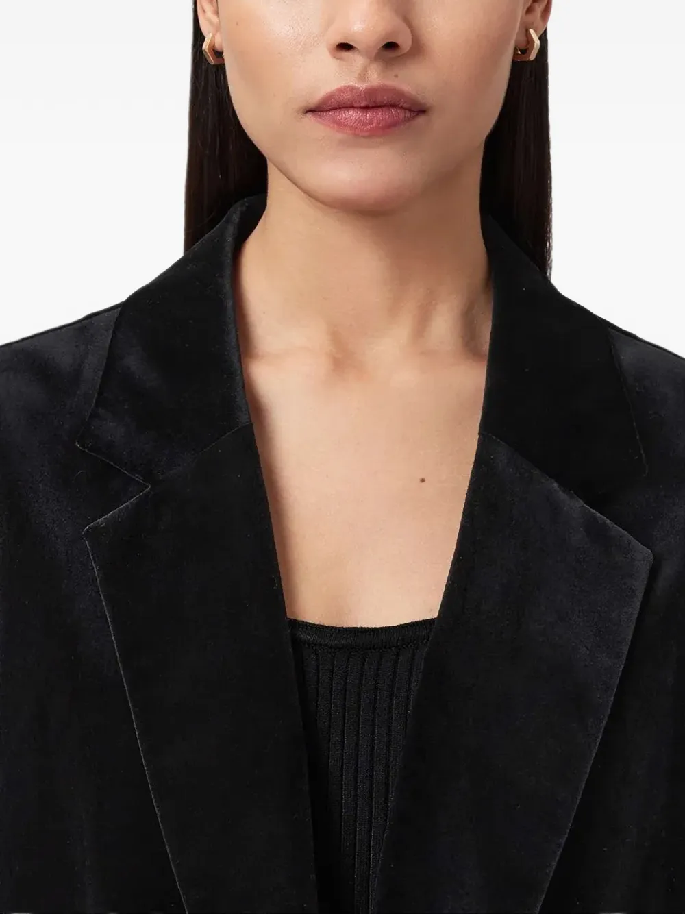 Allsaints Aleida Lapel-collar Blazer In Black