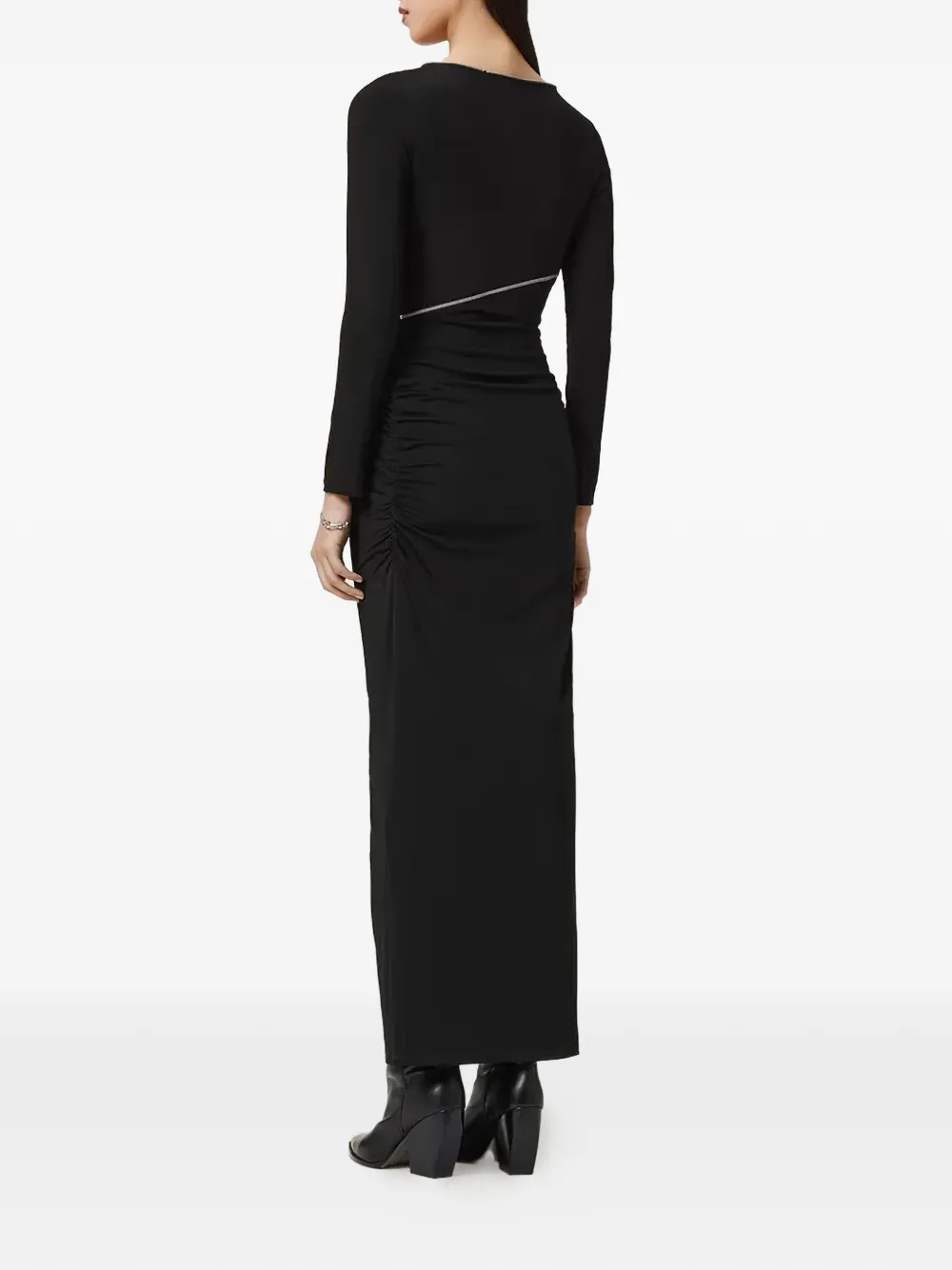 AllSaints Elsie zip-detail midi dress - Zwart