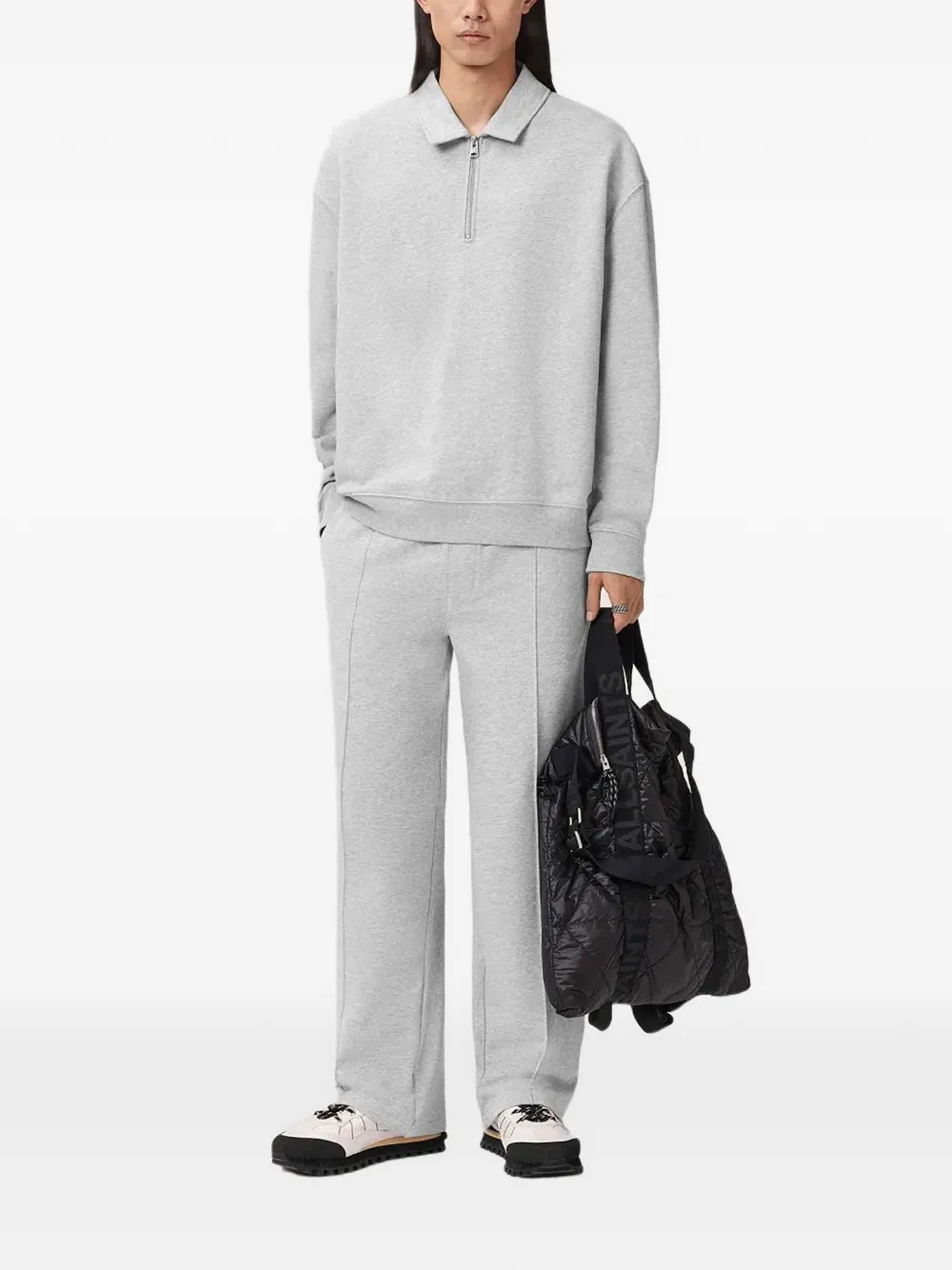 AllSaints zip-collared polo shirt - Grijs