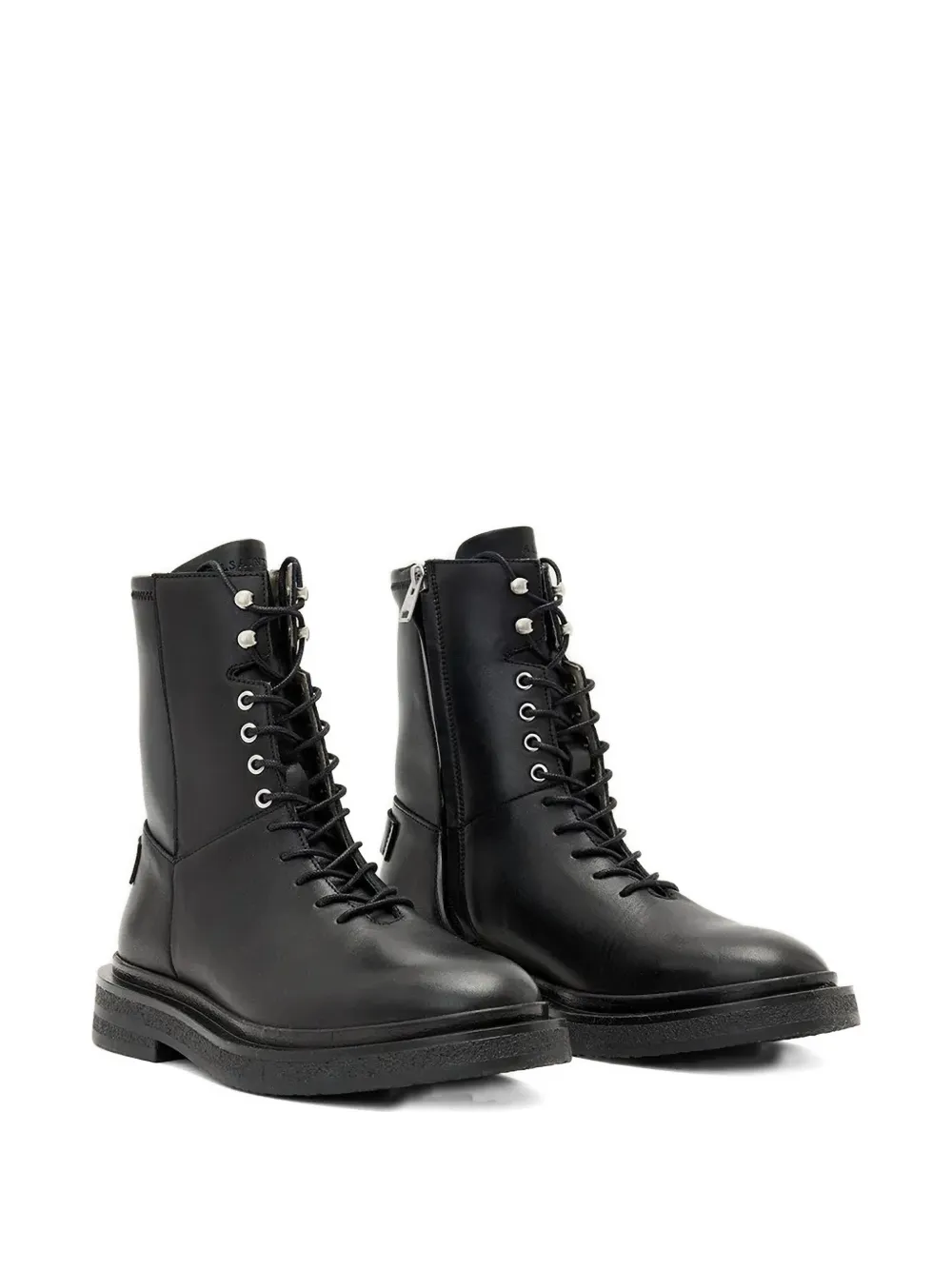 AllSaints Escher lace-up zip combat boots Zwart