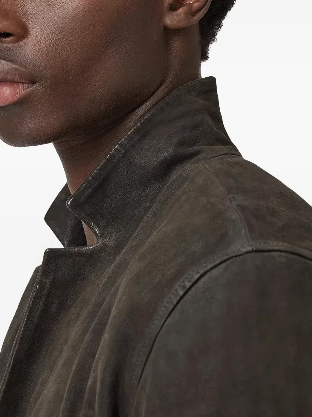 AllSaints Monet gewaxte suède blazer Bruin