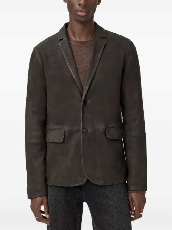 AllSaints Monet Waxed Suede Blazer | Brown | FARFETCH JO