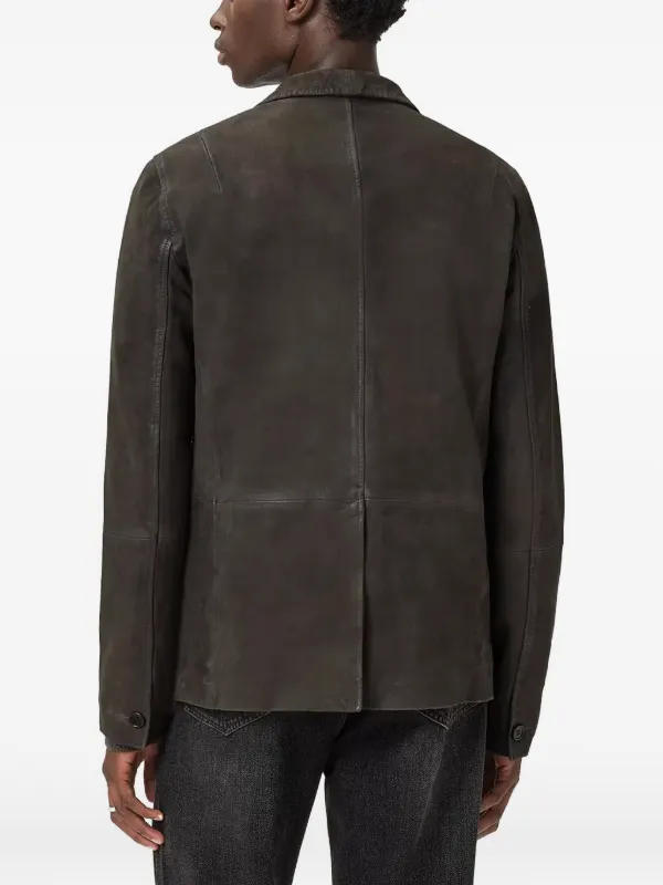 AllSaints Monet Waxed Suede Blazer | Brown | FARFETCH