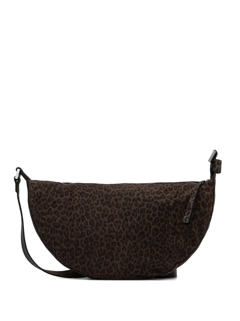 Allsaints Halfmoon Animal-print Cross Body Bag In Brown