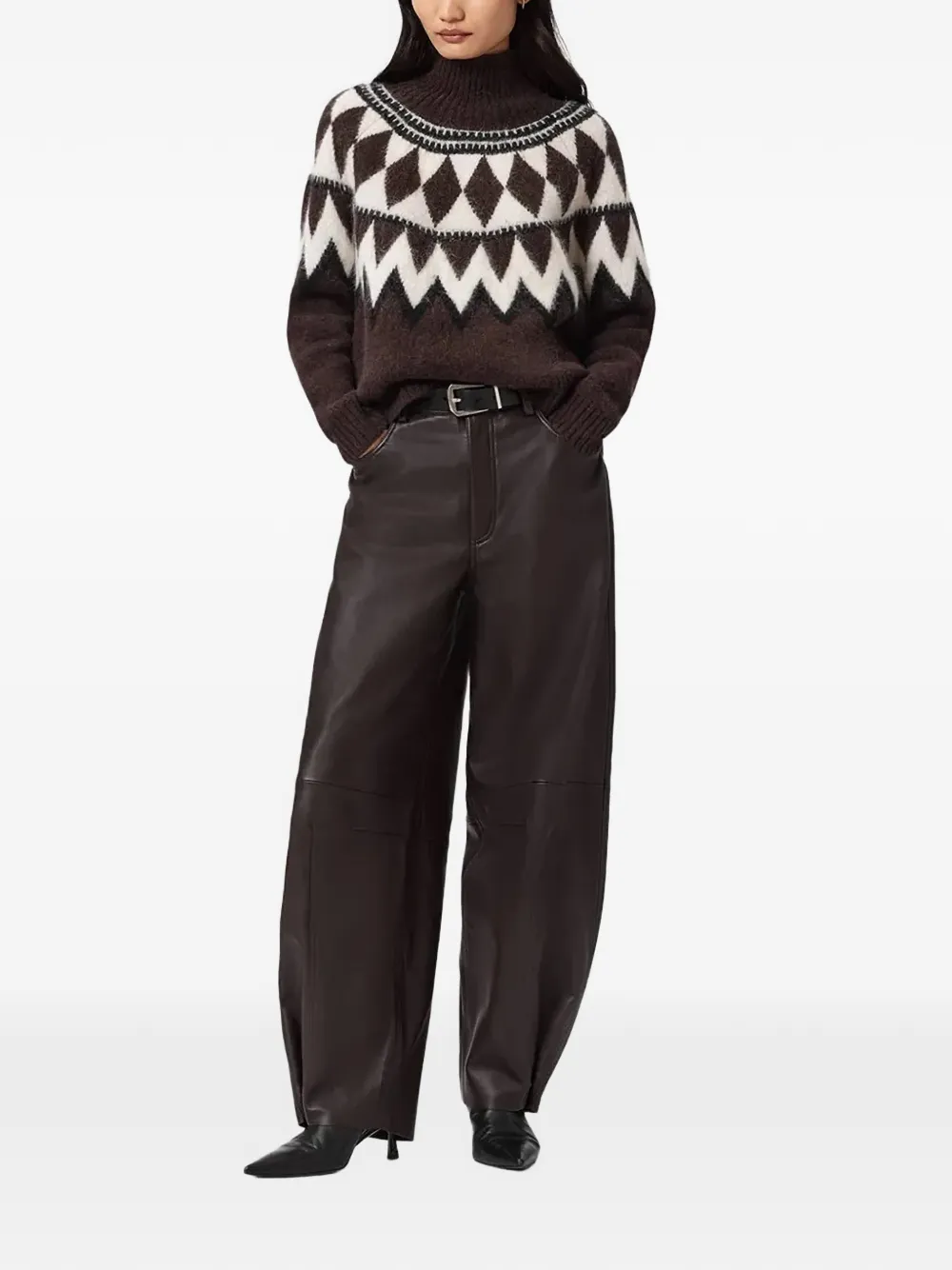 AllSaints Tara diamond-pattern roll-neck sweater | Knitted Sweaters | Image 2