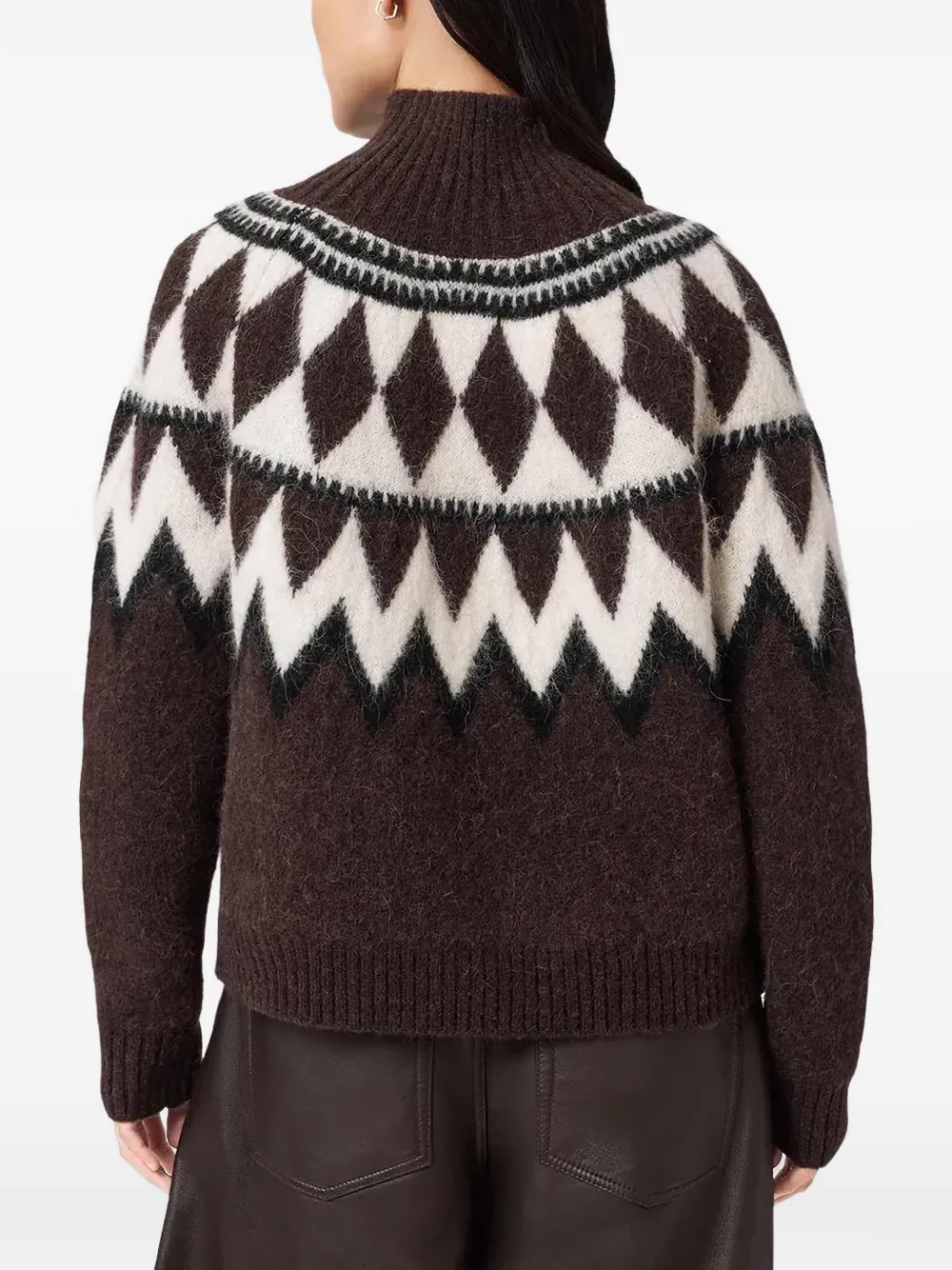  Allsaints Tara Diamond-pattern Roll-neck Sweater - Brown 