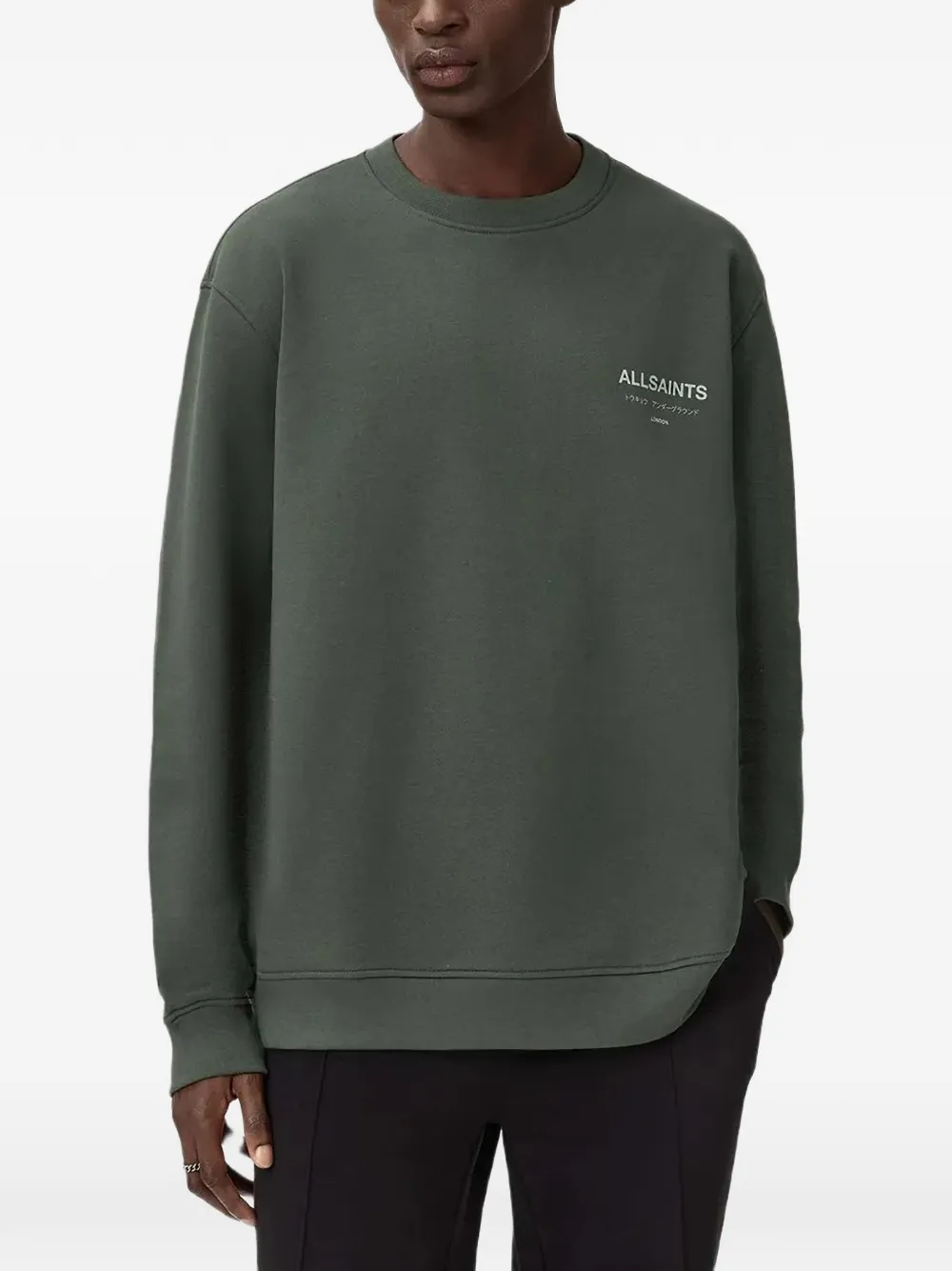 AllSaints Underground text crew-neck sweater - Verde