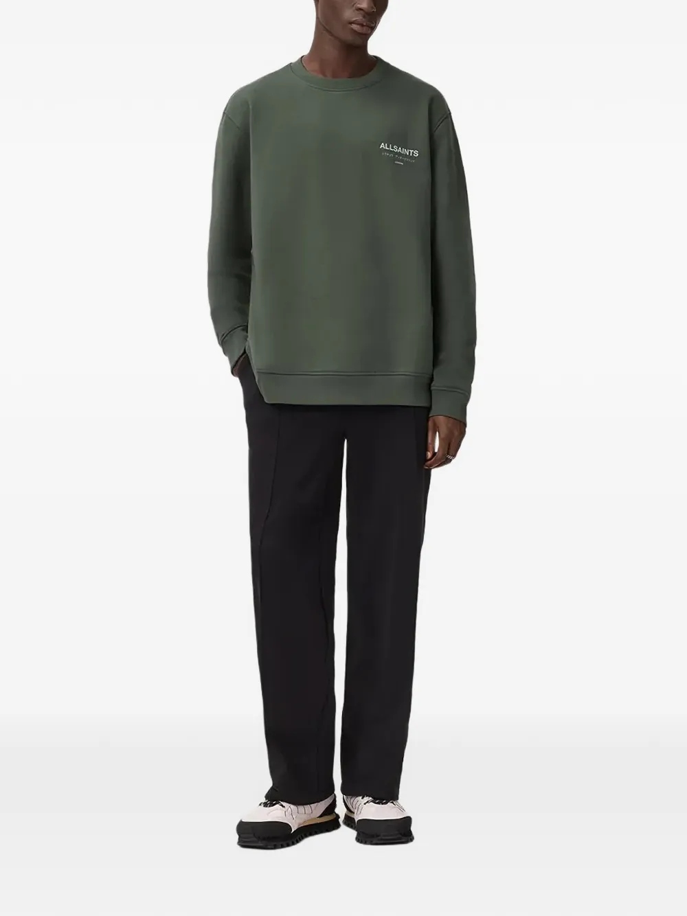 AllSaints Underground text crew-neck sweater - Groen