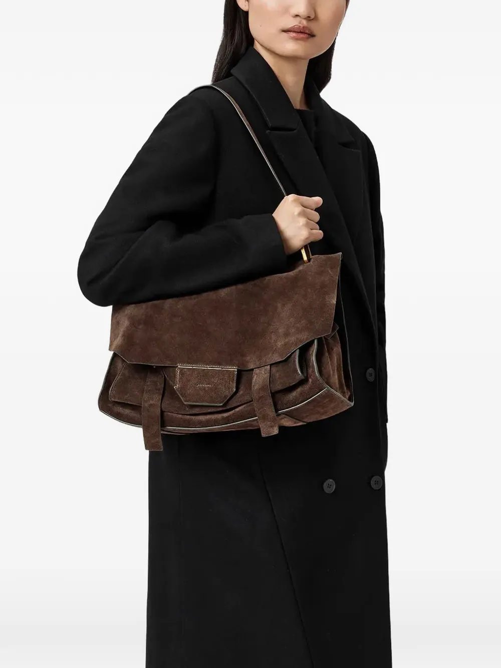 AllSaints Ursa buckle-detail shoulder bag - Bruin