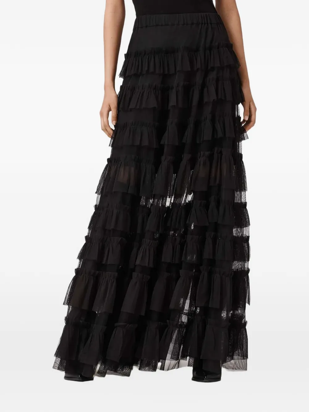 AllSaints Aude ruffled maxi skirt - Nero