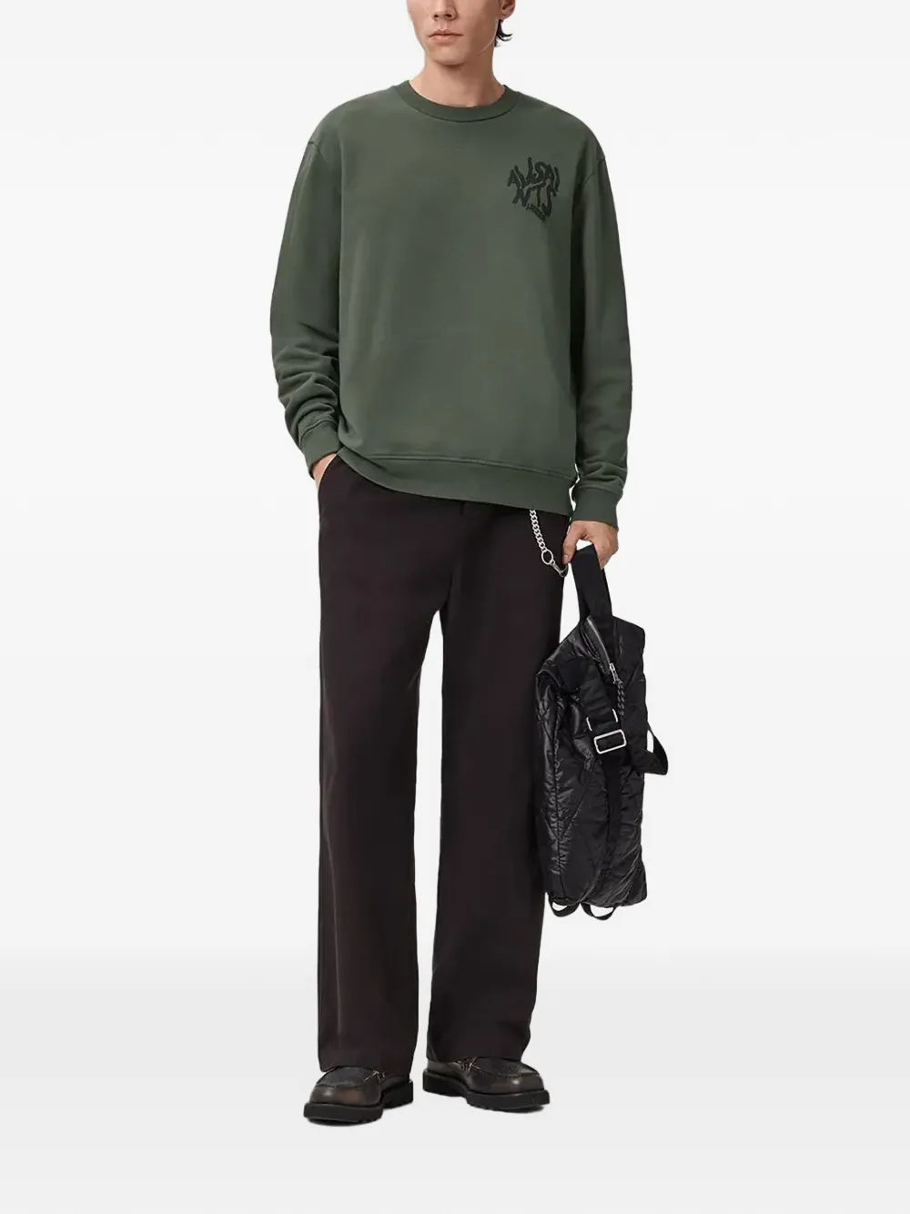 AllSaints crew neck print-detail sweatshirt - Groen