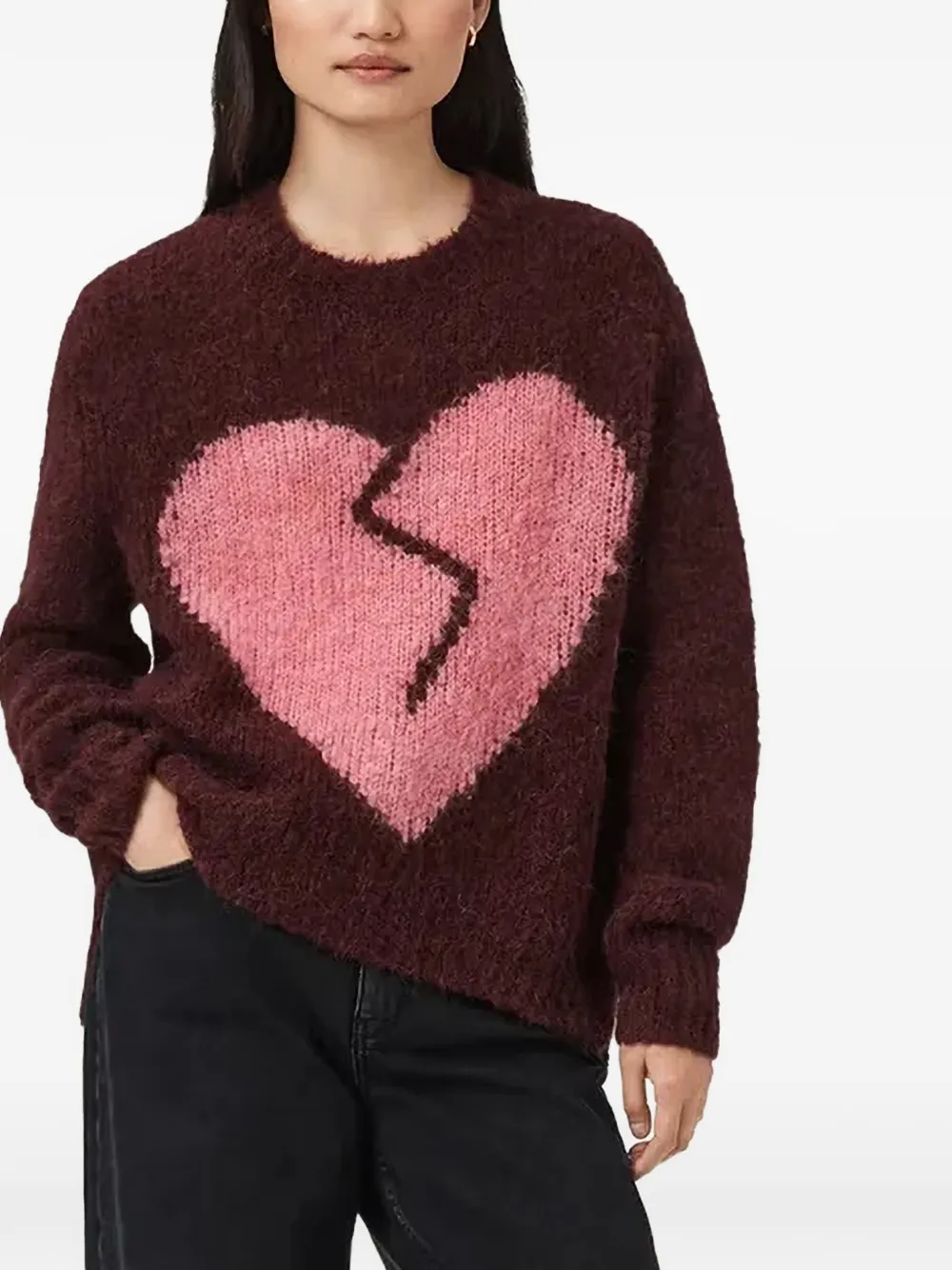 AllSaints Luvheart heart-intarsia sweater - Rosso
