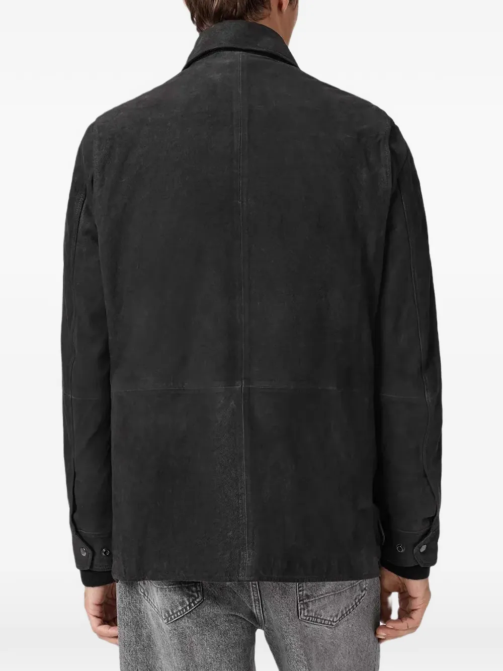 AllSaints Bolton gewaxte suède jas Zwart