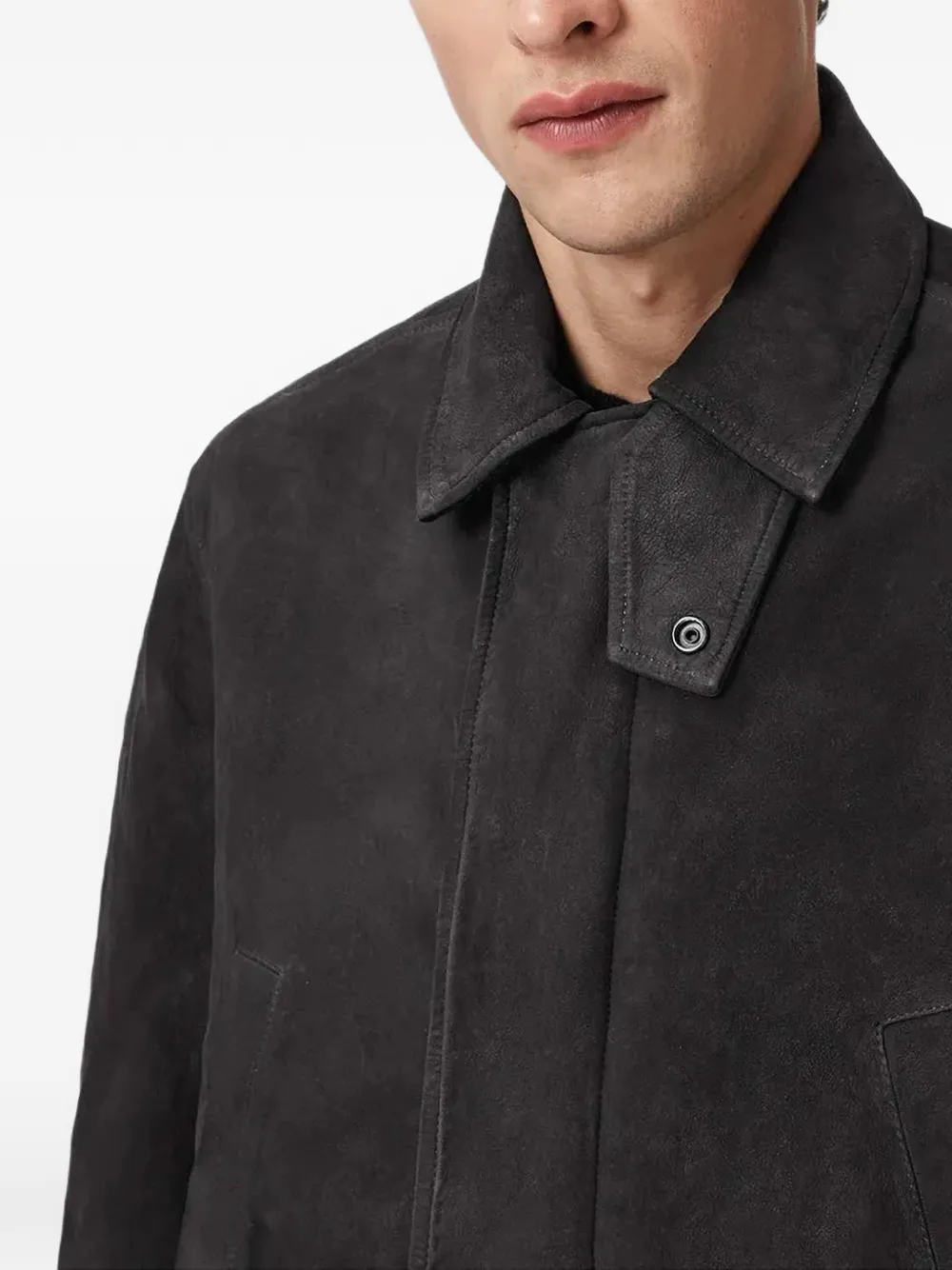 AllSaints Bolton gewaxte suède jas Zwart