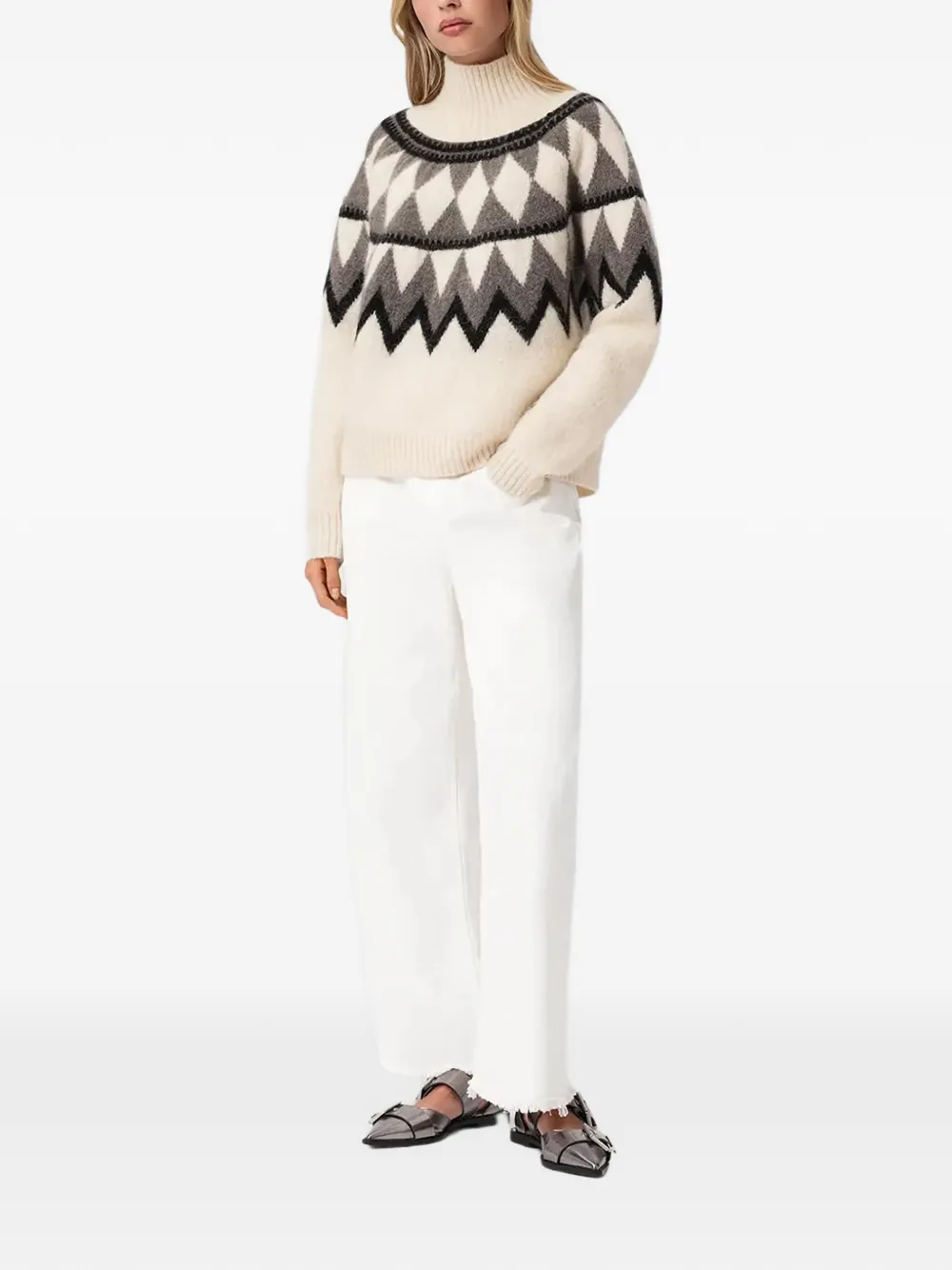  Allsaints Tara Geometric-pattern Sweater - Neutrals 