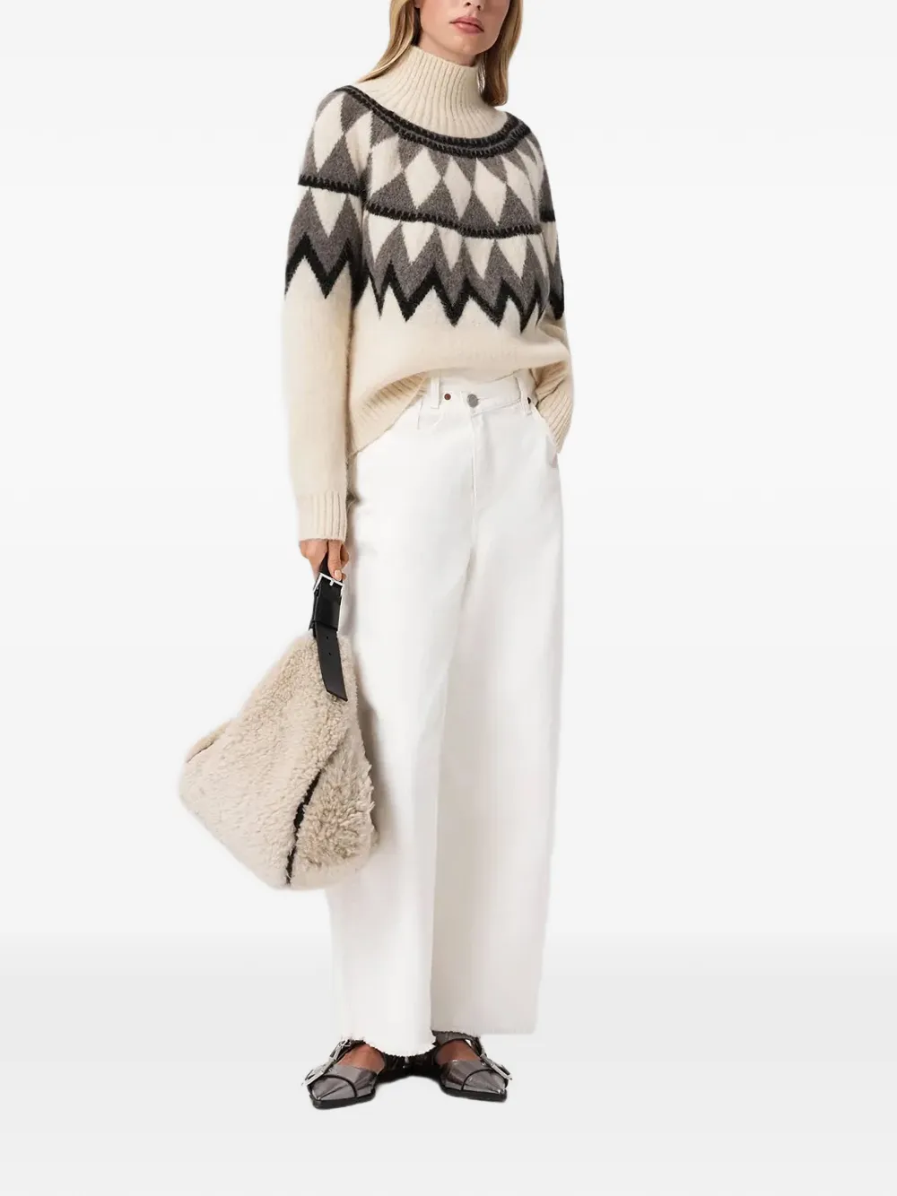  Allsaints Tara Geometric-pattern Sweater - Neutrals 