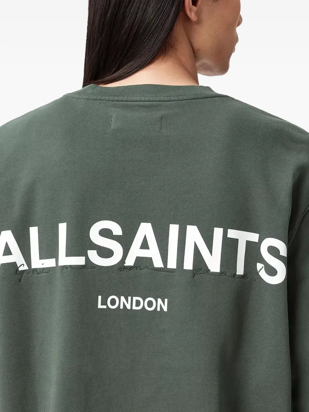 AllSaints Sweater met ronde hals en logo Groen