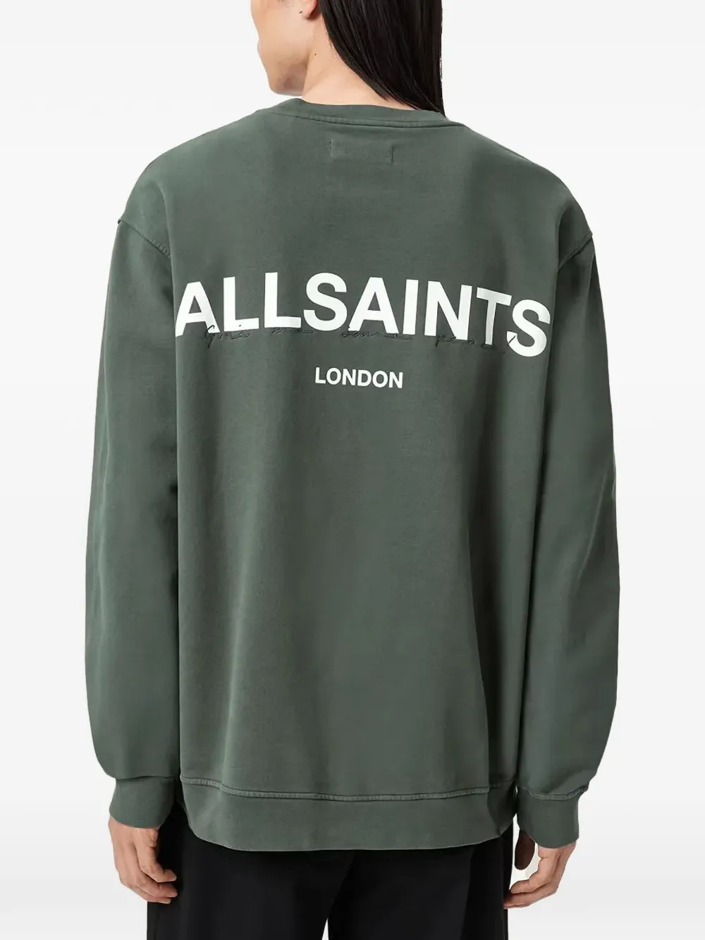 AllSaints Sweater met ronde hals en logo Groen